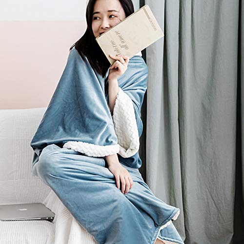 HANSHAN Wearable Blanket for Women & Men - Extra Warm Double Layer Quilted Office Shawl - 57