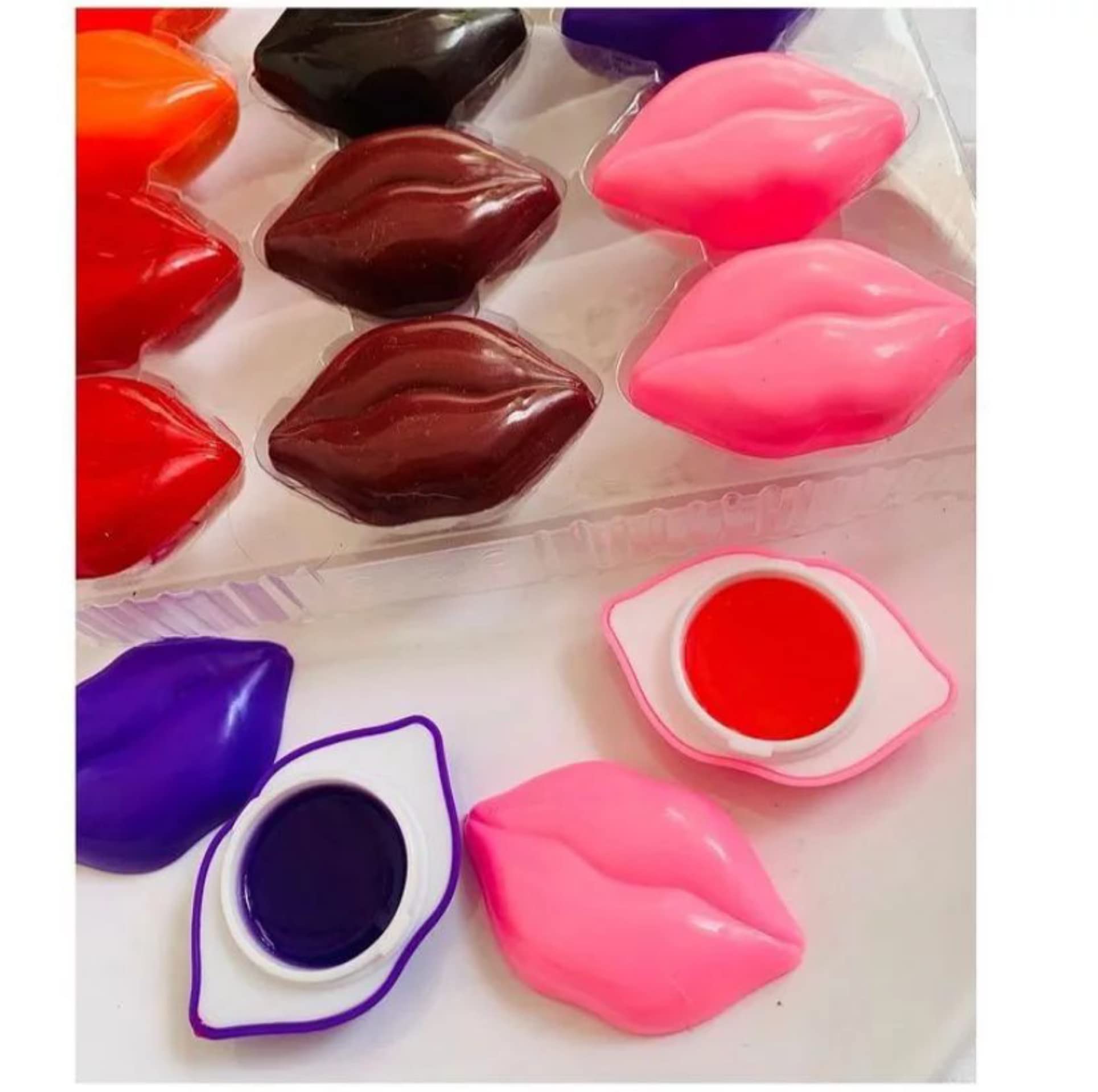 New Cute Lip Shaped Lip Balm for Women - Dark Lips Treatment with Vitamin E, Jojoba Oil & Shea Butter - Moisturizing & Lightening Lip Care (Random Colors) - Perfect for Daily Hydration & Night Lip Treatment