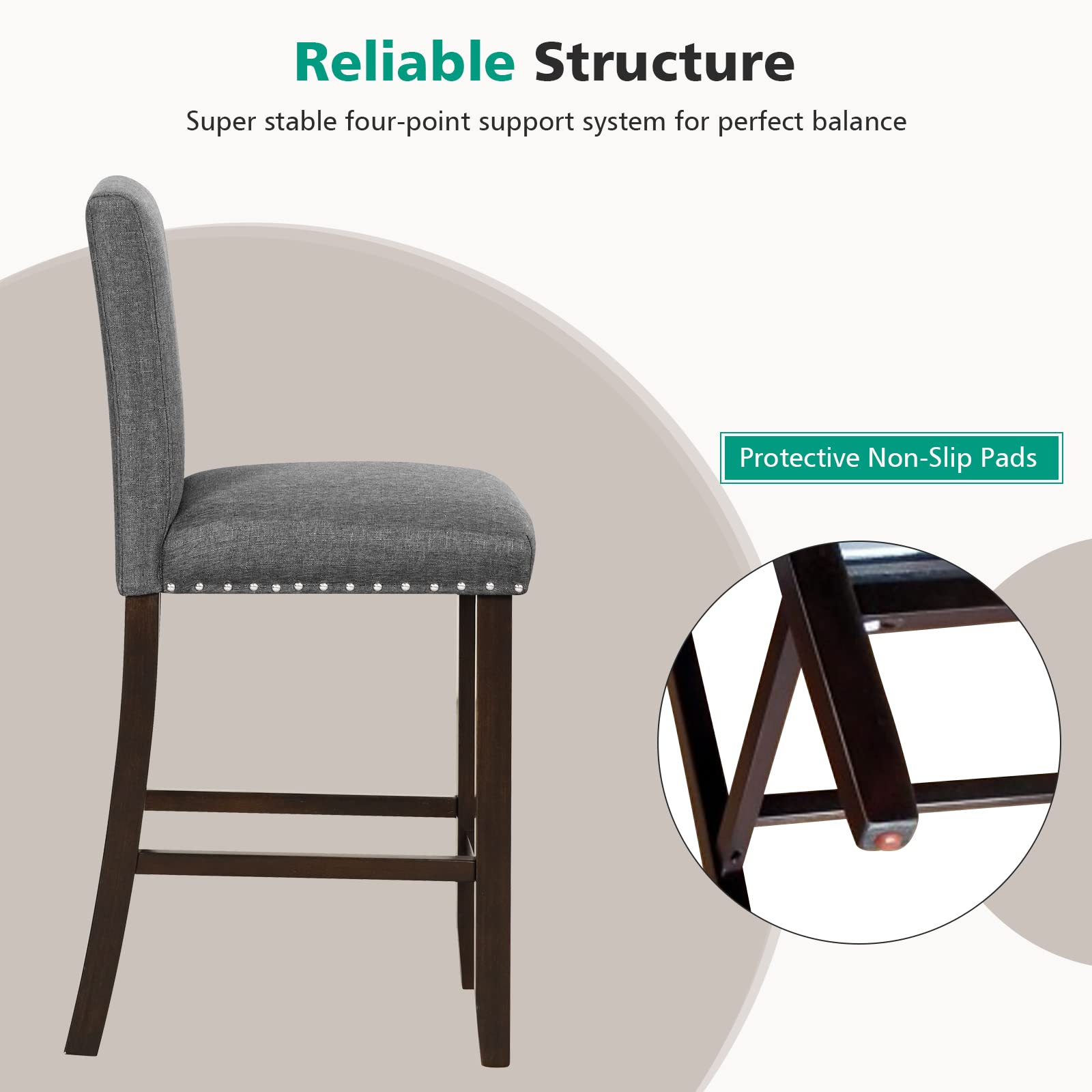COSTWAY 2-Pack Bar Stools, 25.5