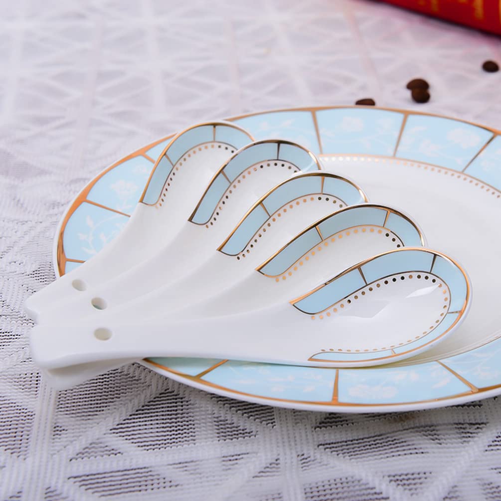10 Pcs Ceramic Small Spoons - Elegant Kitchen Flatware Set for Soup, Rice & Desserts - Perfect for Home Dining, Restaurants & Gift Giving