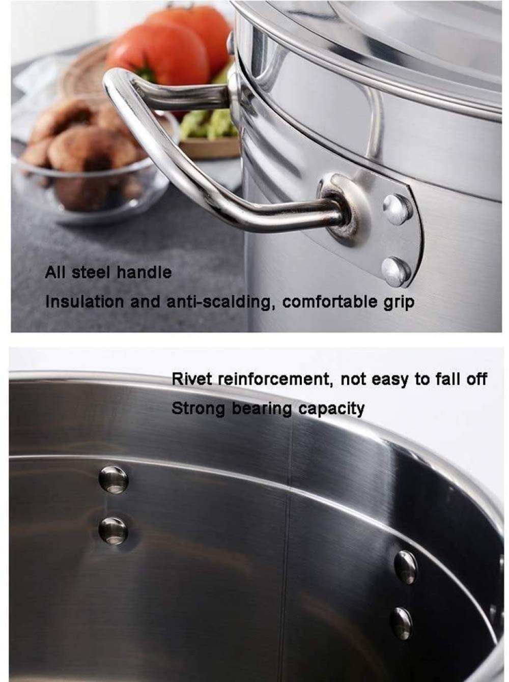 Qiuqiu 30cm Stainless Steel Induction Pot with Lid - Thickened Commercial Soup Stew Pot for Catering, Restaurant & Home Cooking - Durable & Heat Resistant for Soups, Stews & Broths