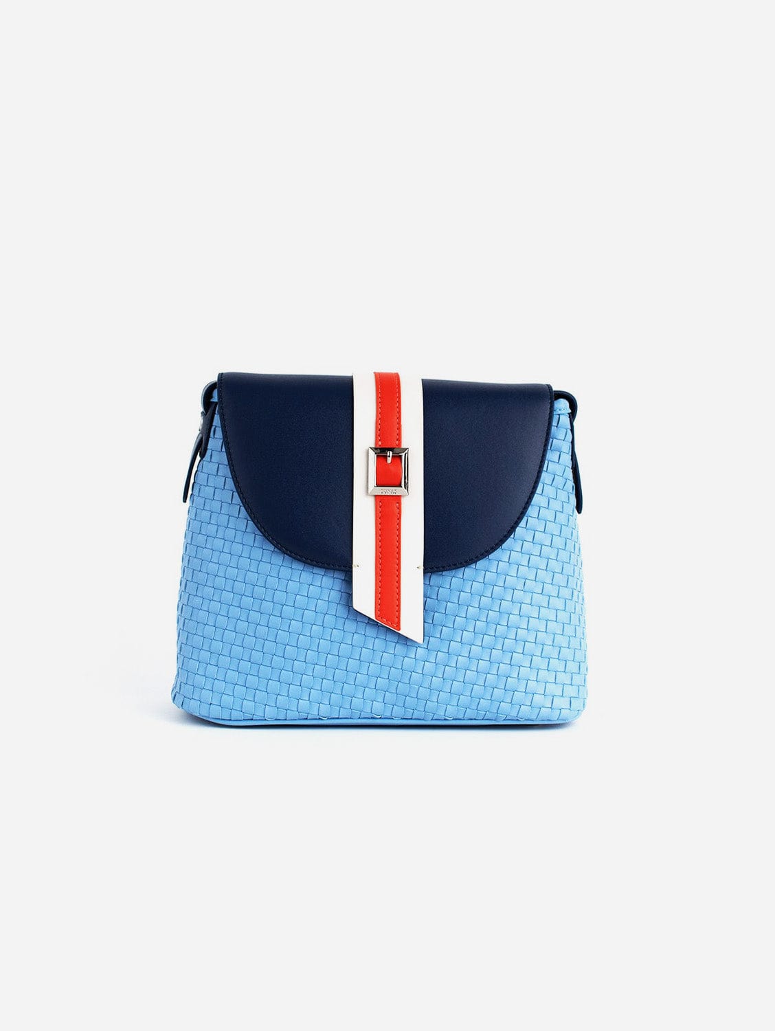 Kate Vegan Leather Basket Weave Crossbody Bag for Women | Blue Handbag | Perfect for Work, Travel & Everyday Use