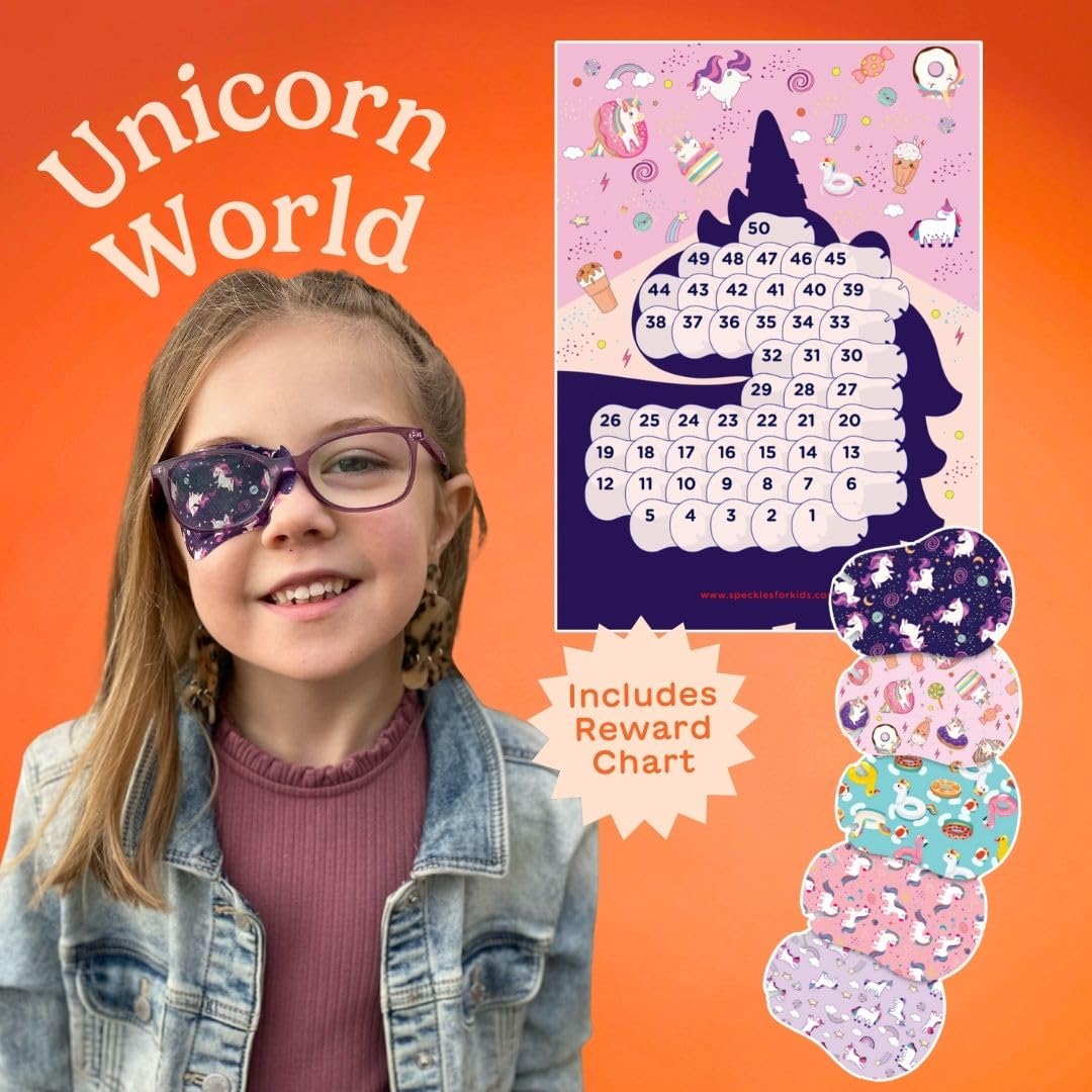 Kids Eye Patches for Lazy Eye Treatment - Hypoallergenic Adhesive Amblyopia Eye Patches (50 Pack) | Unicorn Design, Comfortable & Fun for Children's Skincare | Perfect for Daily Use, Sleep & Vision Therapy