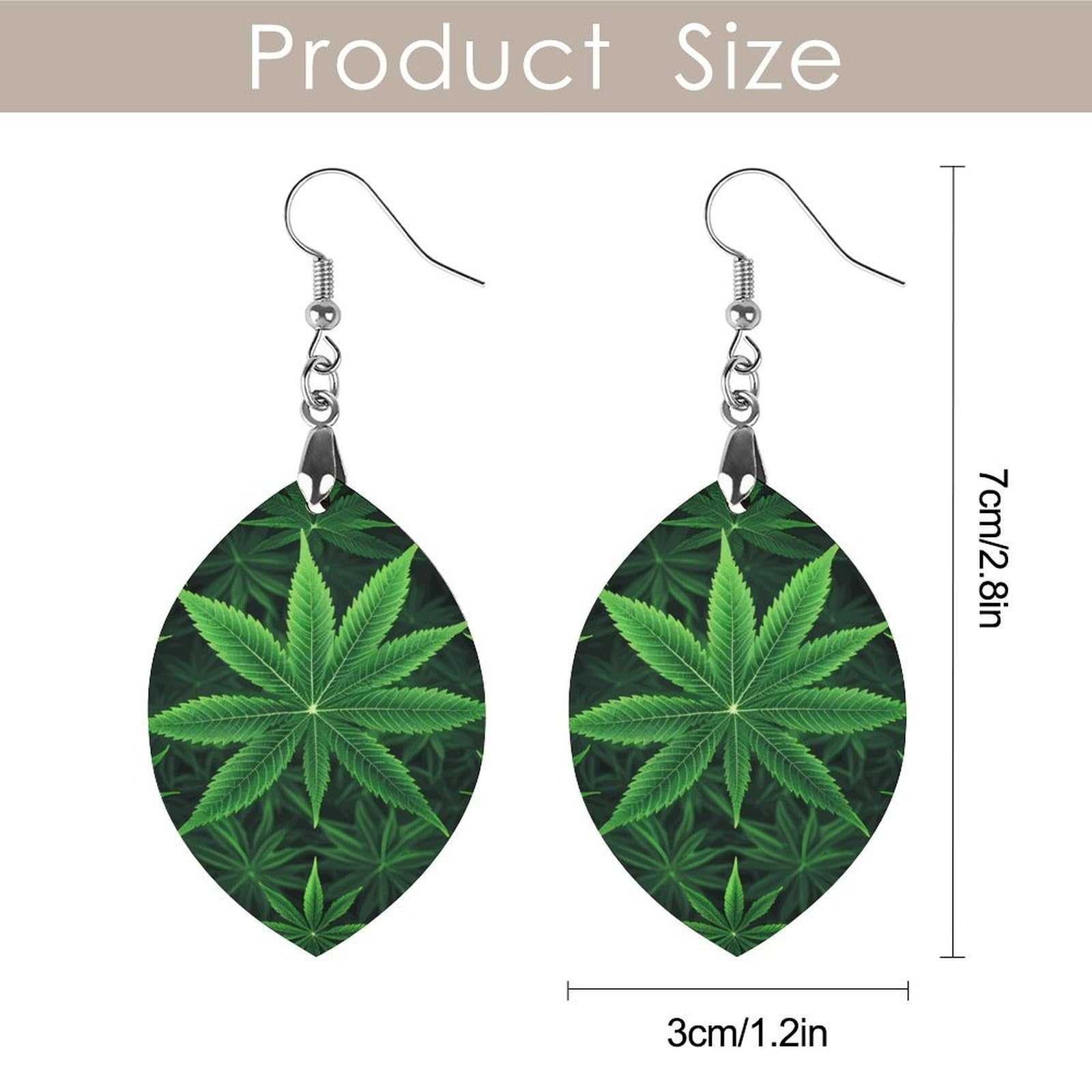 Handmade Weed Leaf Wooden Dangle Earrings - Natural Apricot Shaped Bohemian Earrings for Women, Unique Hippie Jewelry Gift for Her | Perfect for Music Festivals, Boho Outfits & Nature Lovers