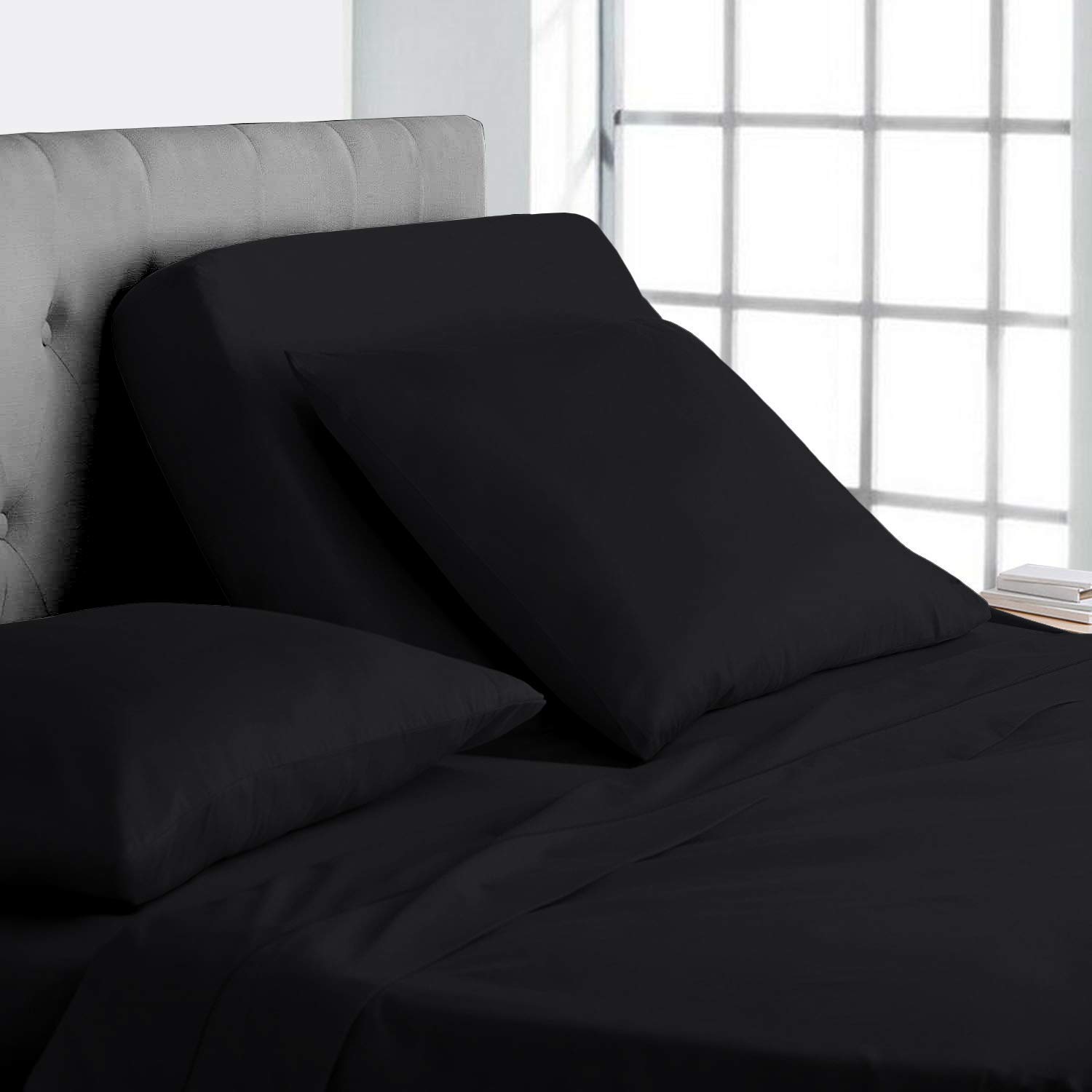 SL SUPREME LINEN Split Top Queen Size Adjustable Bed Sheet Set - 100% Egyptian Cotton 800 Thread Count Sateen Weave with 18