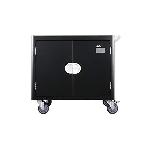 Aver Information CHRGEC36I 36-Device Charging Cart for Tablets & Laptops - Secure Black Storage & Charging Station - Ideal for Schools, Offices & Libraries