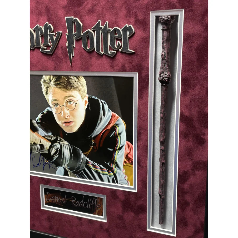 Daniel Radcliffe Signed Harry Potter 8x10 Photo Framed with Wand - JSA COA Authentic Autograph - Perfect for Collectors, Fans, and Home Decor