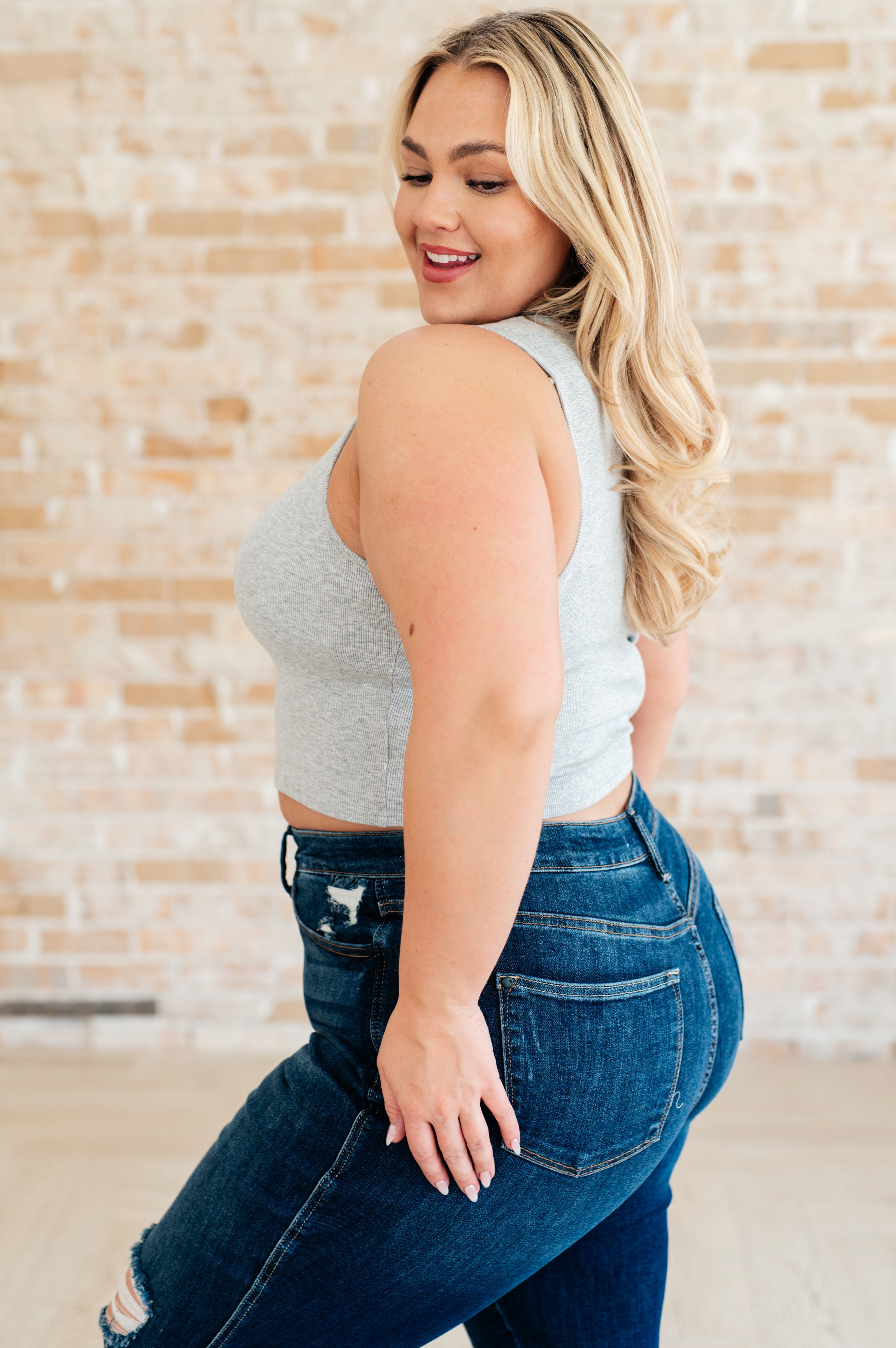 Premium Rib Knit Tank Top for Women - Soft Comfortable Grey Sleeveless Shirt - Perfect for Yoga, Gym Workouts & Summer Casual Wear