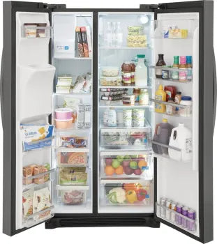 Frigidaire Gallery GRSC2352AD 22.3 Cu. Ft. 36-Inch Counter Depth Side by Side Refrigerator in Black Stainless Steel - Energy Efficient, Spacious Design for Modern Kitchens & Entertaining