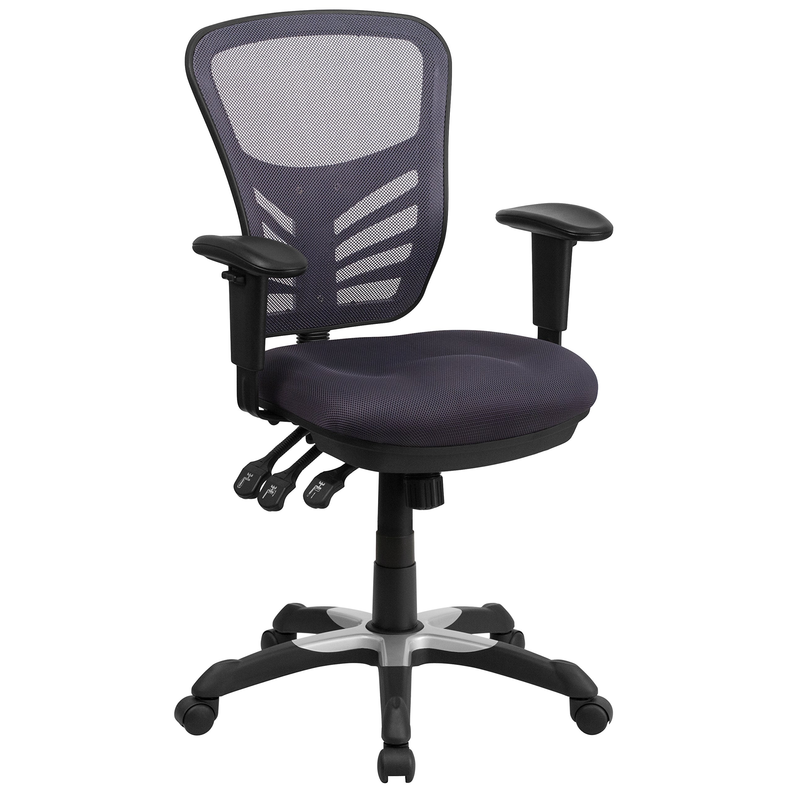 Ergonomic Mesh Office Chair with Adjustable Lumbar Support - Flash Furniture Nicholas Mid-Back Swivel Chair for Home Office & Gaming, Dark Gray - Perfect for Long Work Sessions & Esports Gaming