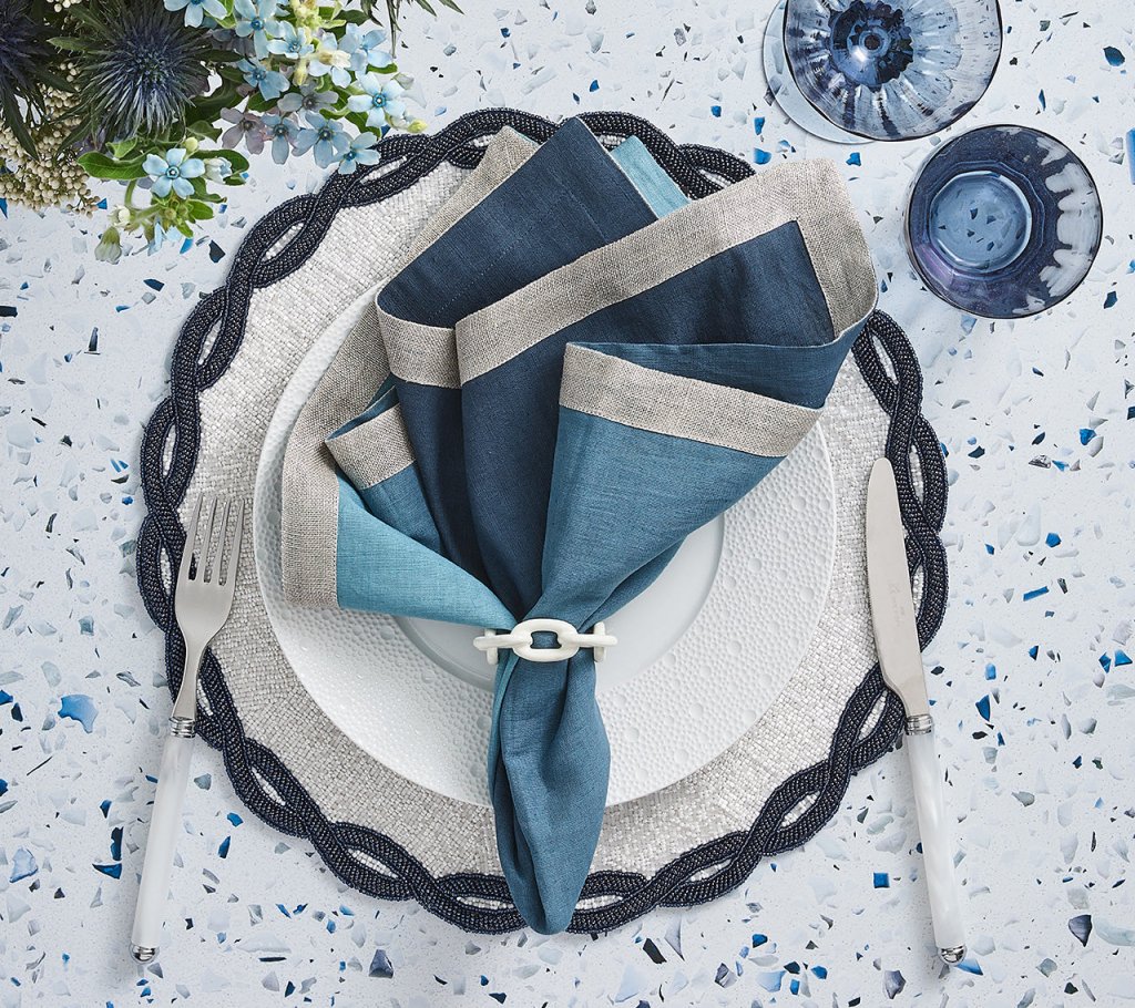Cool Tone Dip Dye Napkins - Set of 4 Cotton Dinner Napkins for Modern Table Setting, Party Decor & Wedding Reception
