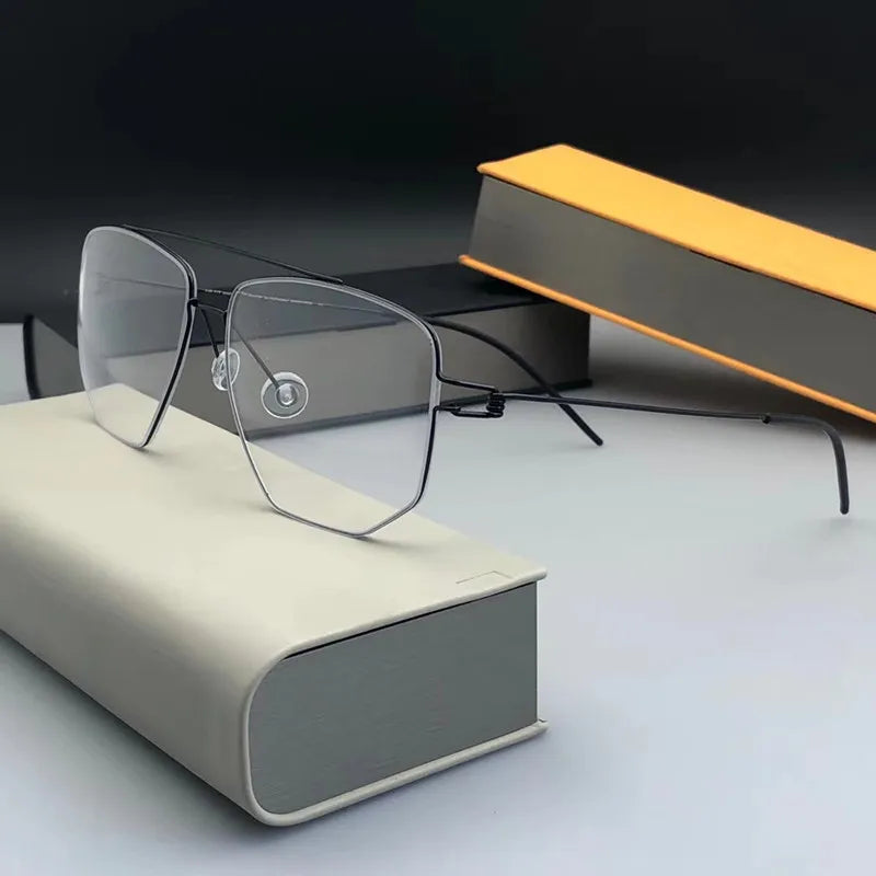Aimee Unisex Full Rim Square Double Bridge Titanium Eyeglasses 5423 - Lightweight Durable Frame for Men & Women - Perfect for Reading, Working & Fashion Accessories
