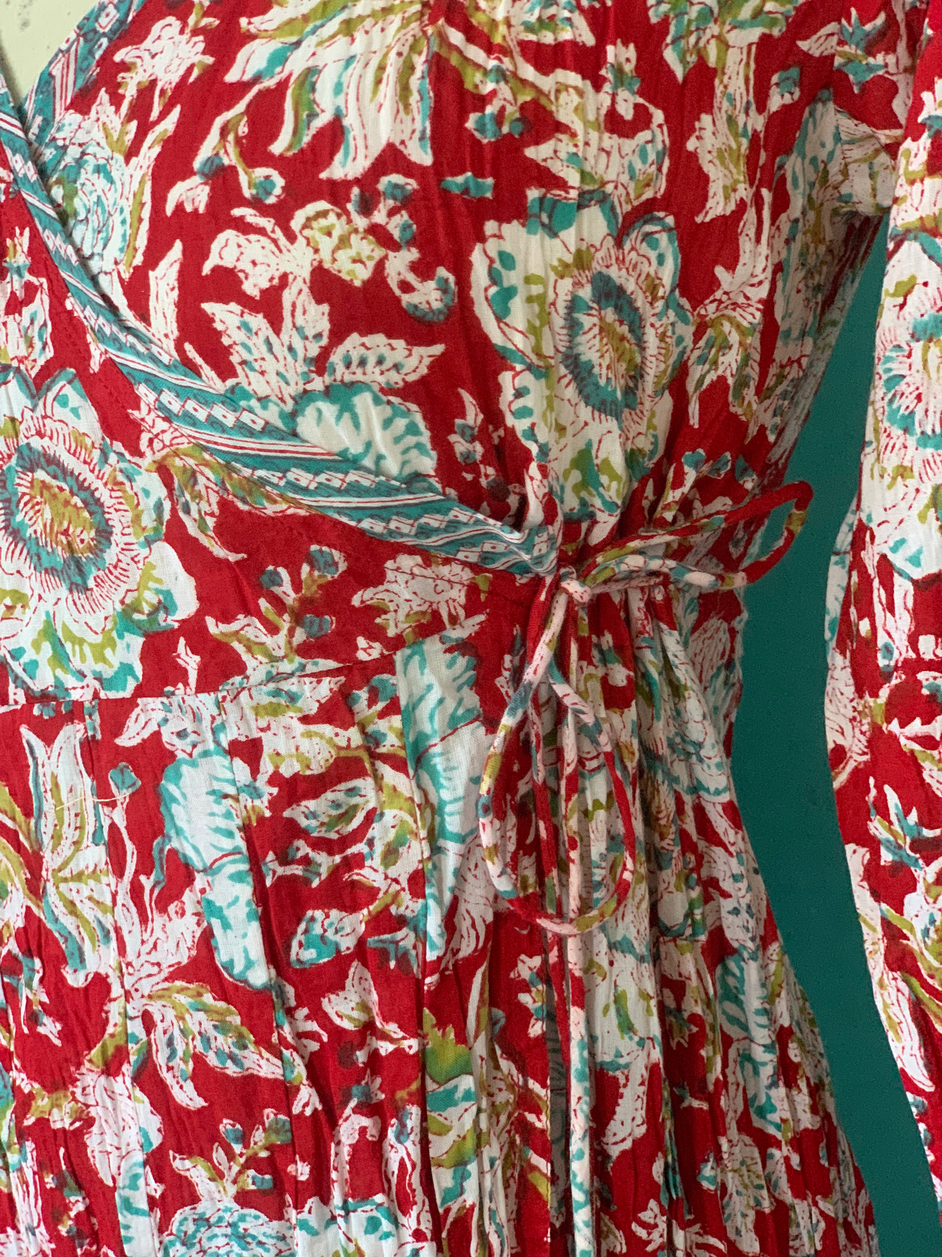 Elegant Wrap Dress - Moulin Rouge Style Floral Print Women's Dress for Parties, Date Nights & Special Occasions