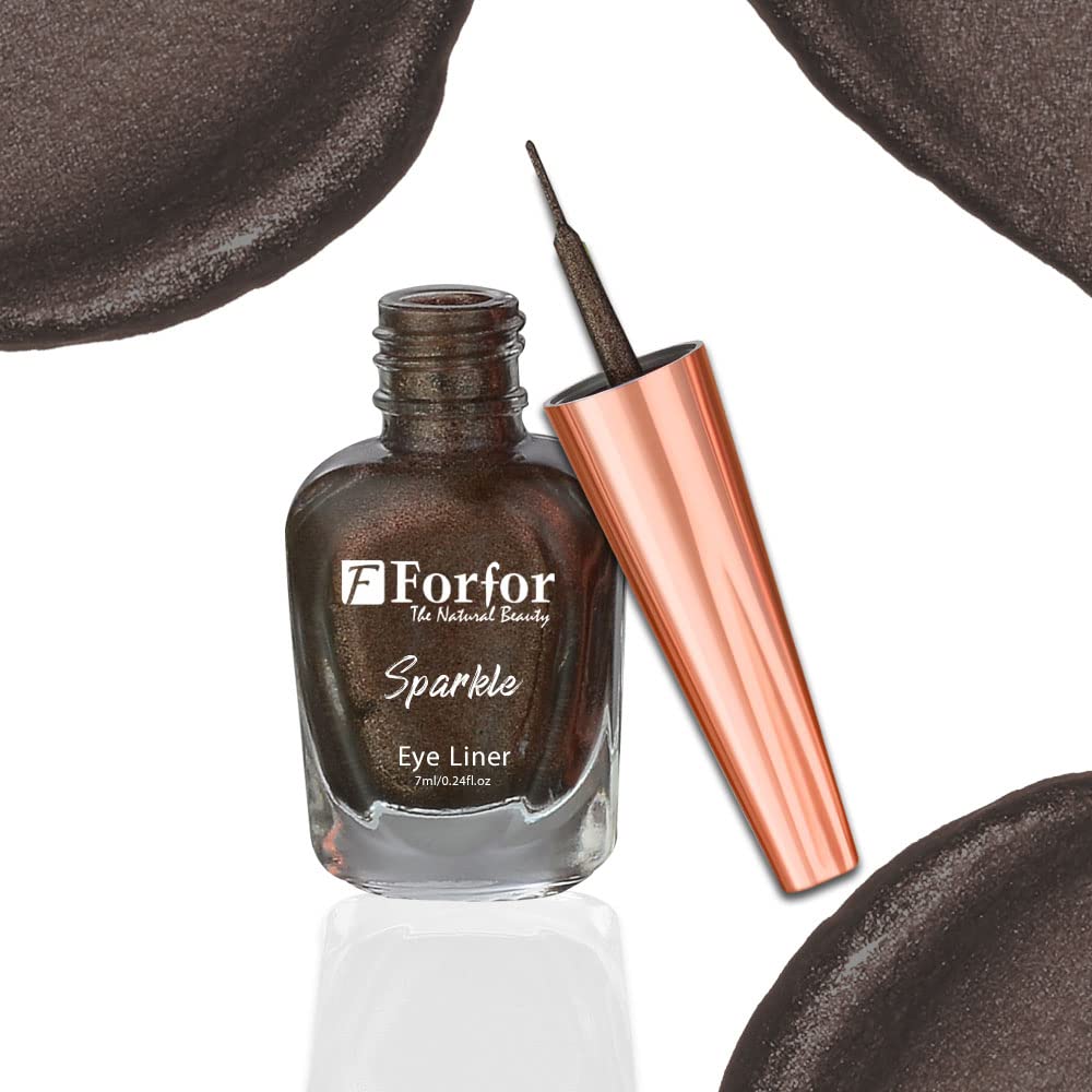 FORFOR Sensational Liquid Glitter Eyeliner - Smudge Proof & Waterproof - 7ml Each (2-Pack, Brown & Royal Blue) - Perfect for Party Makeup, Night Out & Festival Looks