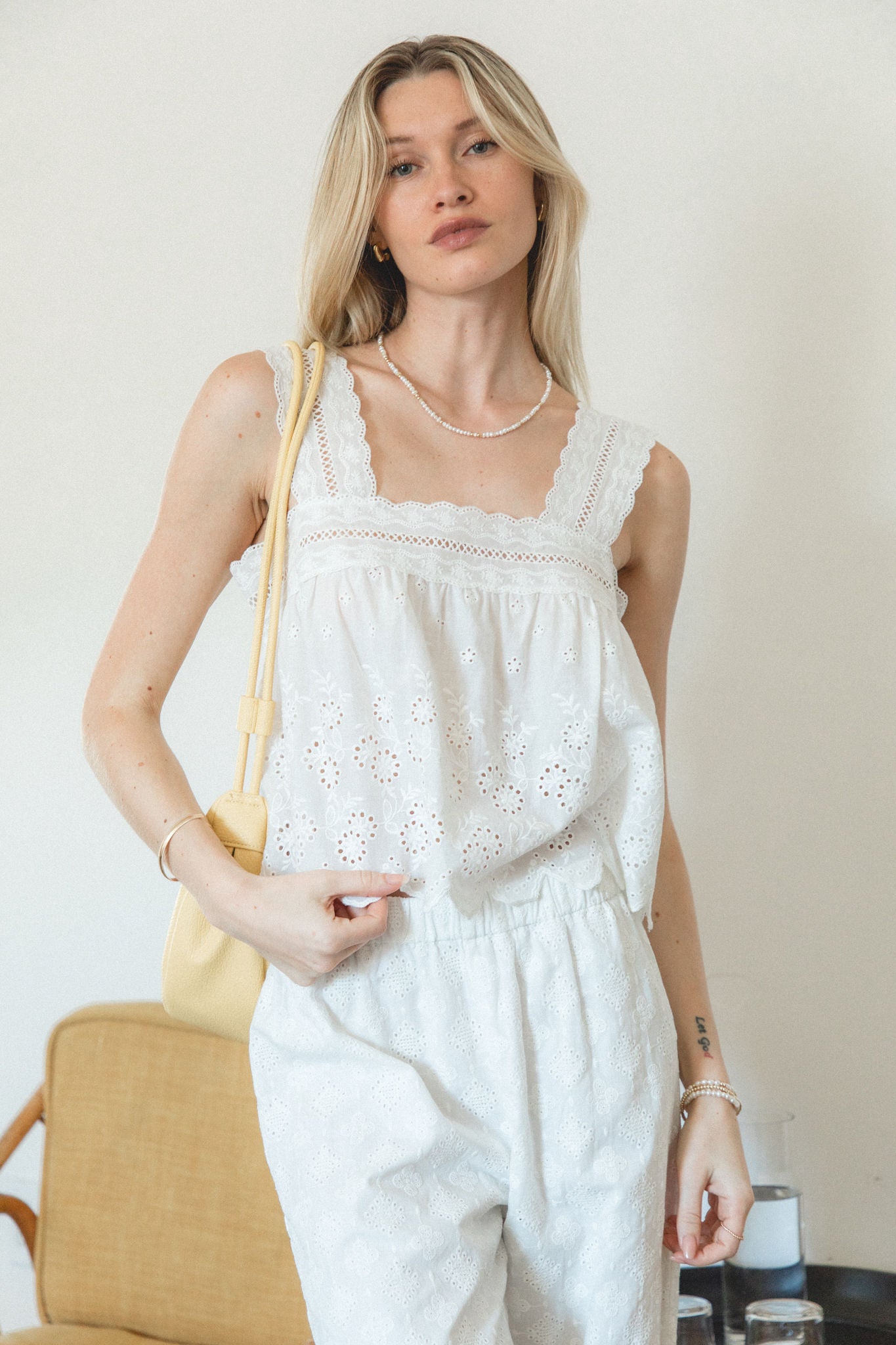 Fleur Eyelet Cotton Top for Women - Breathable Summer Blouse with Lace Detailing | Perfect for Casual Outings, Beach Vacations & Boho Style Outfits