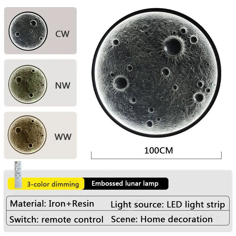 3D Moon LED Wall Lamp - Modern Night Light & Wall Decor for Bedroom, Nursery, Living Room - Energy Efficient Moonlight for Relaxing Ambiance