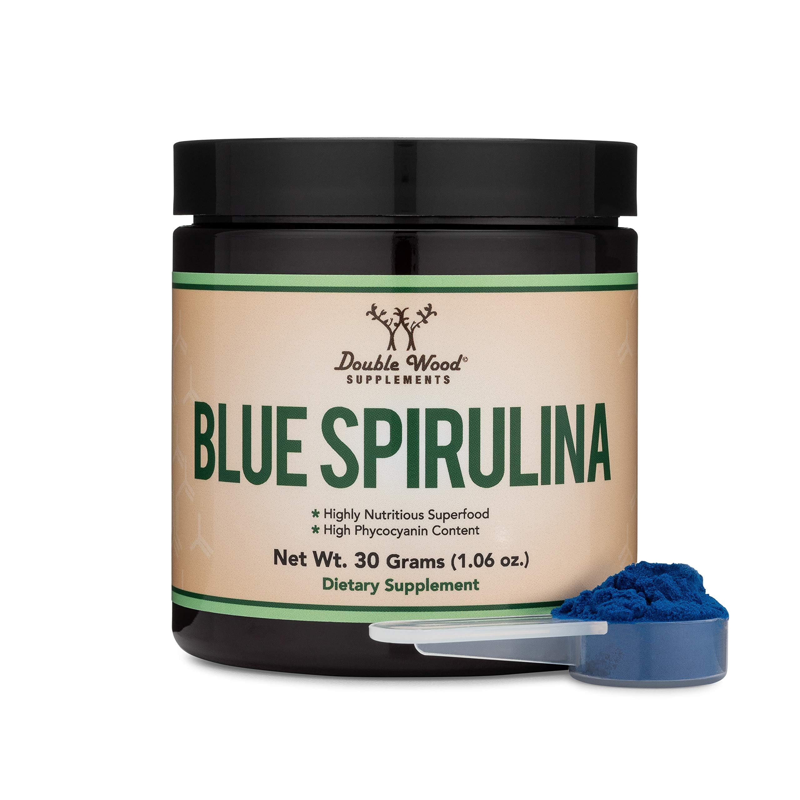 Organic Blue Spirulina Powder - 35% Phycocyanin Superfood Supplement | Premium Blue-Green Algae Powder for Smoothies, Protein Shakes & Natural Food Coloring | Vegan, Gluten-Free | Perfect for Detox, Energy Boost & Healthy Lifestyle (1 Month Supply) by Double Wood