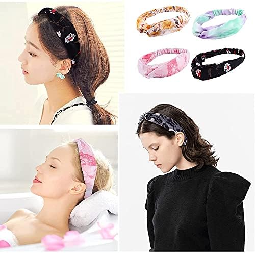 FAMEZA 12 Pcs Boho Headbands for Women - Knotted Elastic Head Wraps with Floral Print, Criss Cross Hair Accessories for Girls & Women | Perfect for Yoga, Beach, Festival & Everyday Wear
