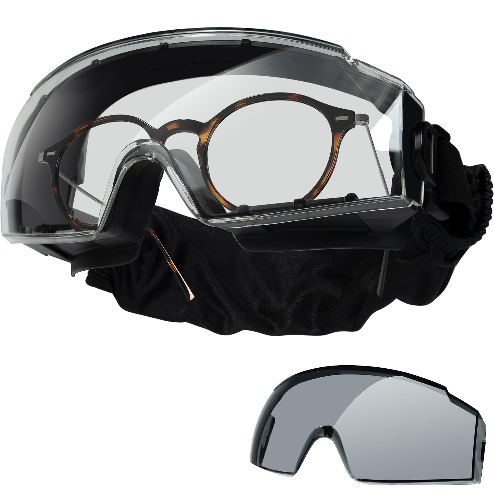 OneTigris Tactical Goggles Over Glasses - Anti Fog Safety Eyewear with Interchangeable Lenses for Shooting, Cycling & Outdoor Activities