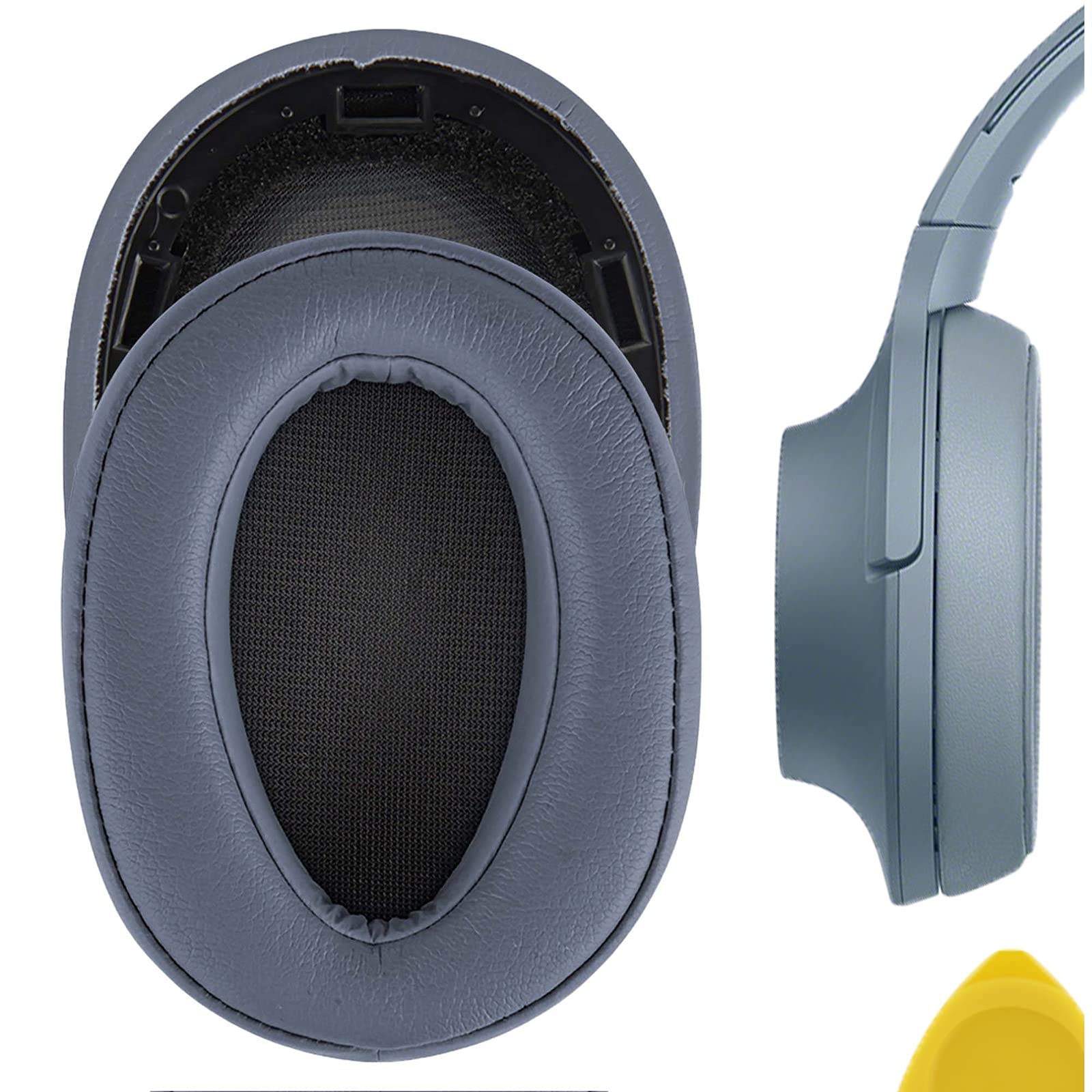 GEEKRIA QuickFit Protein Leather Replacement Ear Pads for Sony MDR-100ABN WH-H900N Headphones - Premium Noise Isolation Ear Cushions, Comfortable Headset Earpads (Moonlight Blue) - Perfect for Gaming, Music & Office Use