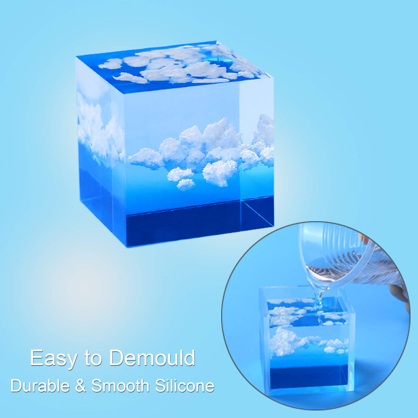 4 Inch Square Silicone Molds for Resin Epoxy Casting - DIY Jewelry, Soap Making, Candle & Craft Projects - Reusable Baking Molds for Chocolate, Candy, Ice Cubes