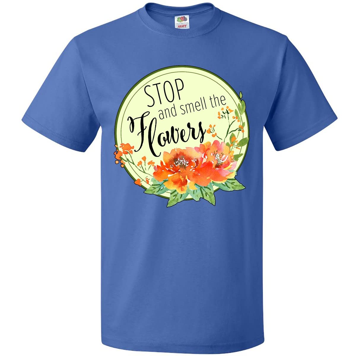 Inktastic Stop and Smell The Flowers Watercolor Print T-Shirt for Women - Soft Cotton Tee for Casual Wear, Gardening, and Outdoor Activities