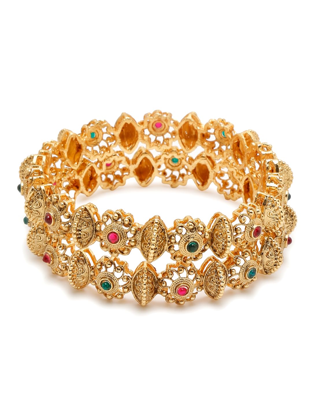 YouBella Women's Gold Plated Bracelet Bangle Set - Elegant Fashion Jewelry for Everyday Wear & Special Occasions