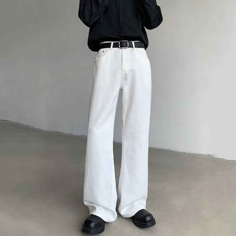 American Style Men's Jeans - Casual Straight Wide Leg Denim Pants for Men with Loose Fit & Zipper | Solid Color Trendy Male Bottoms (Style 9C6405) | Perfect for Everyday Wear, Street Fashion & Casual Outings
