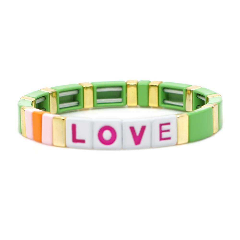 KELITCH Women's Stretch Beaded Bracelet Set - Colorful Enamel Arrow & Square Charm Bangles for Casual & Party Wear | Trendy Stackable Jewelry Gift for Her