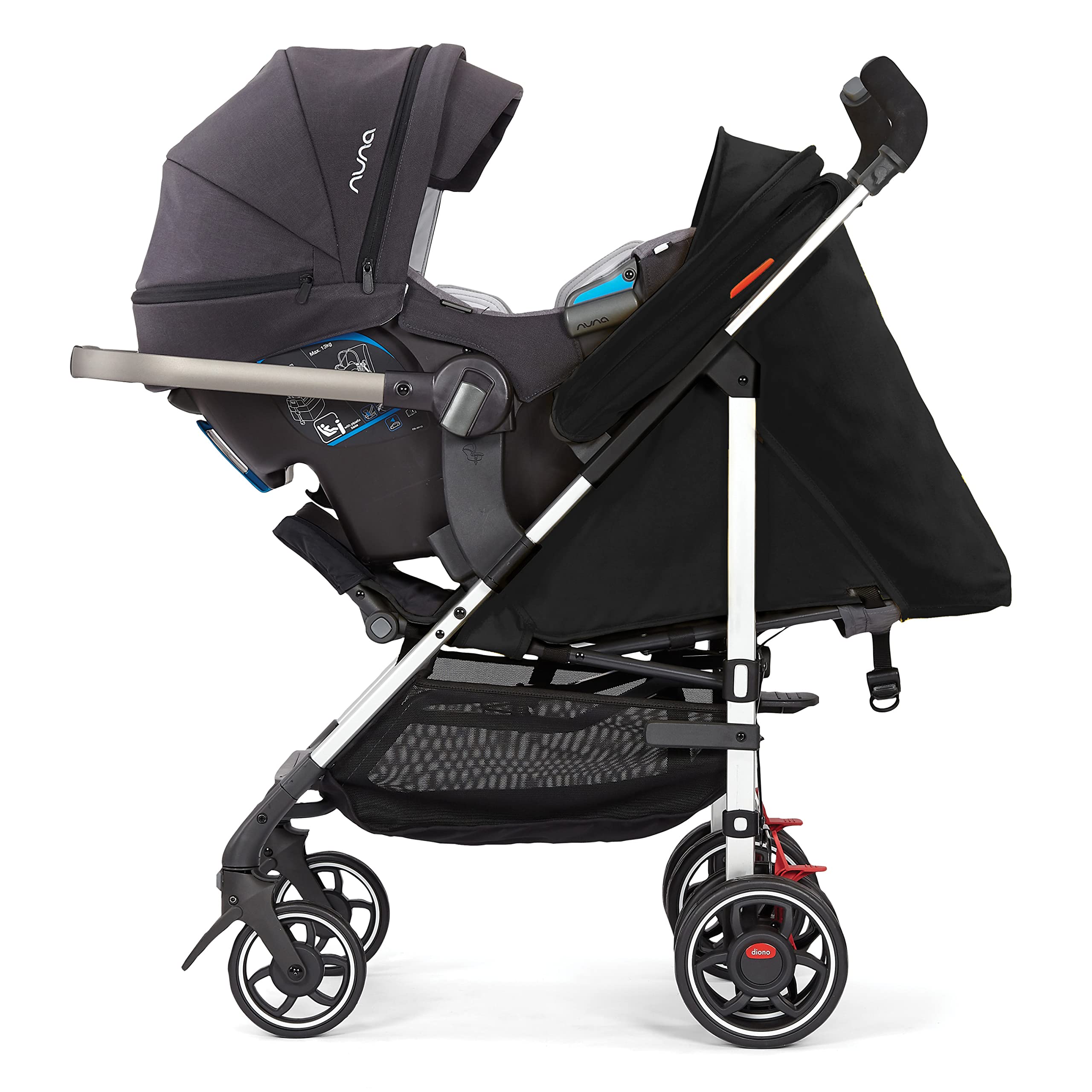 Diono Flexa Lightweight Umbrella Stroller for Infants to Toddlers - Compact Freestanding Fold, Adjustable Canopy & XL Storage Basket (Black Midnight) | Perfect for Travel, Shopping & Everyday Use