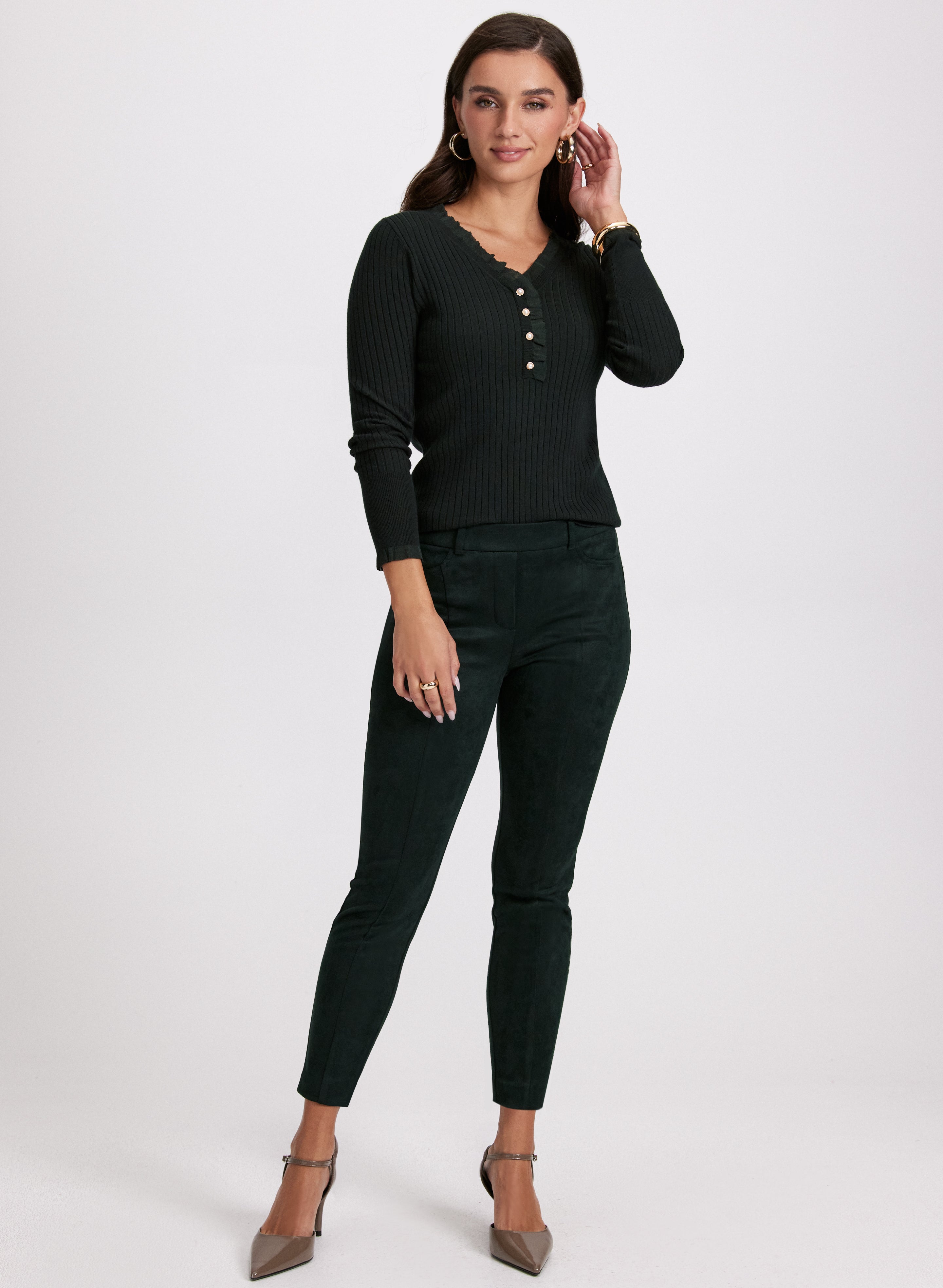 Faux Suede Chloe Leggings - Women's High Waisted Stretchy Yoga Pants for Workout, Lounge & Everyday Wear