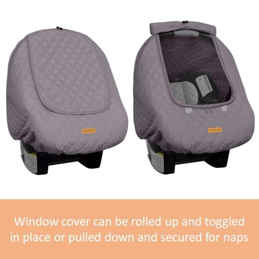 Liuliuby Baby Car Seat Weather Shield - Quilted Winter Cover with Clear Window for Infant Car Seat | Protects Newborns from Cold | Universal Car Seat Cover for Boys & Girls (Gray) | Perfect for Winter Travel & Outdoor Activities