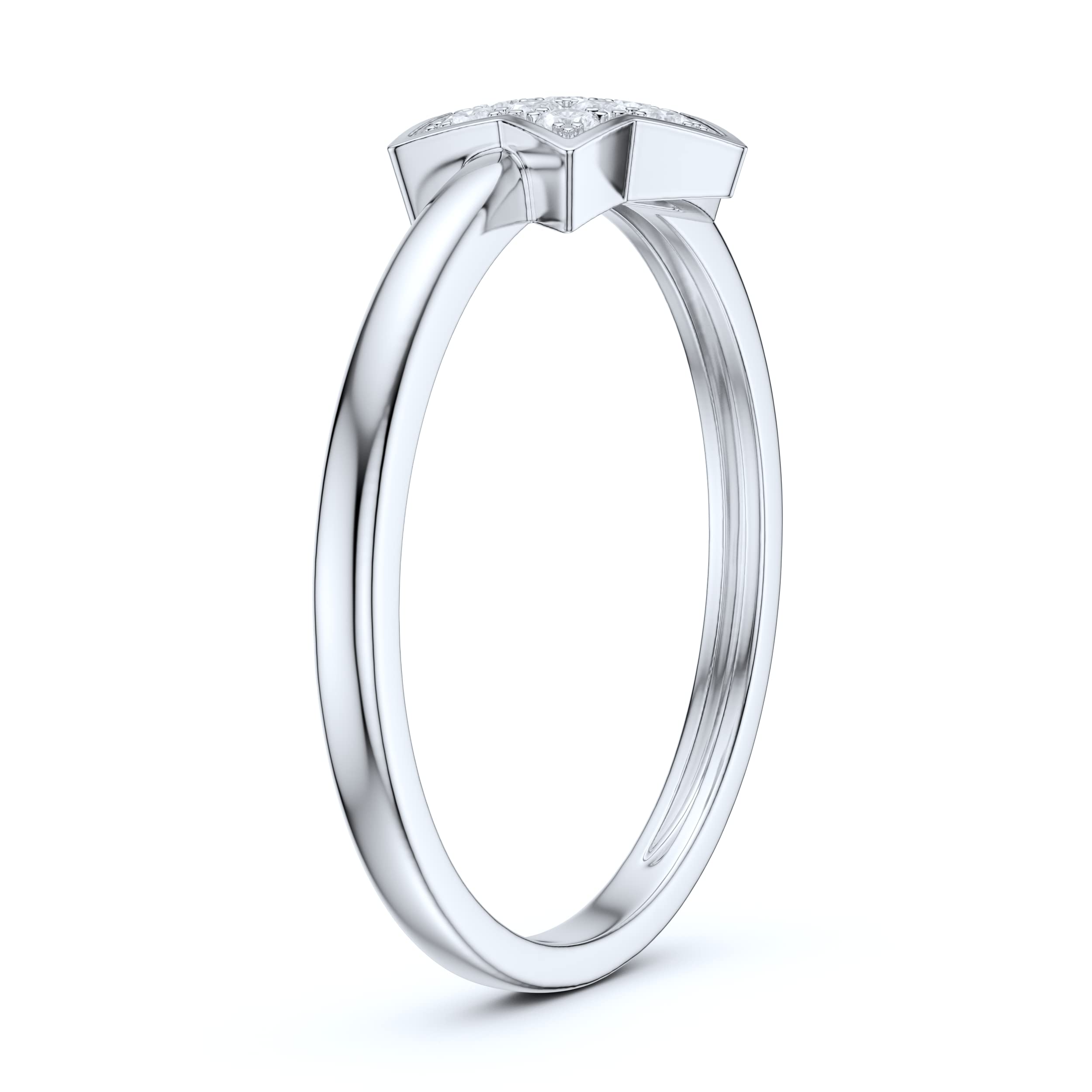 10K White Gold Five-Pointed Star Moissanite Engagement Ring - Promise Ring for Women, Simulated Diamond Alternative, Durable & Hypoallergenic Jewelry Gift for Anniversary, Valentine's Day or Proposal