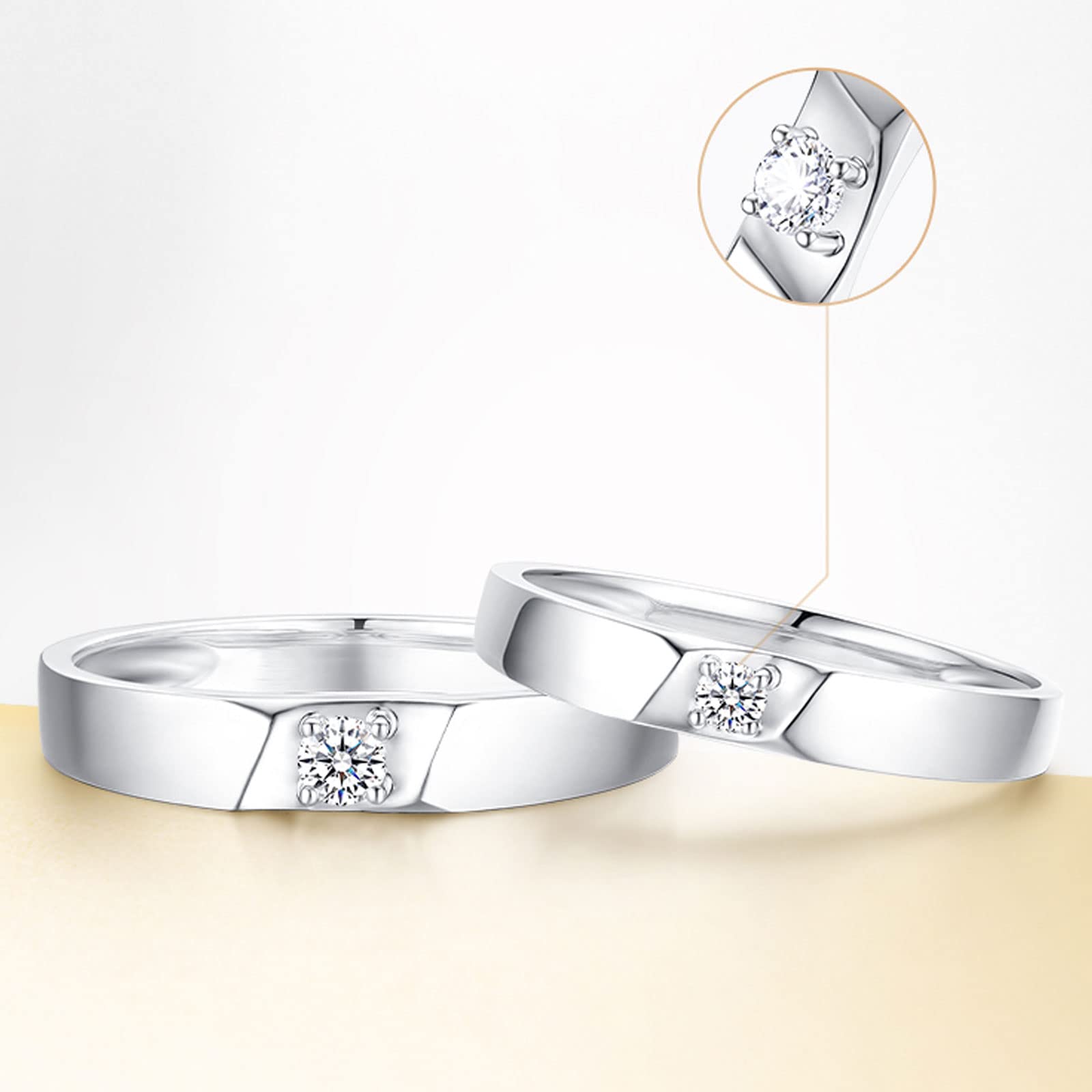 Diamond Matching Couples Rings for Him & Her - Sterling Silver/10K/14K/18K Gold Wedding Promise Rings with Free Engraving - Perfect for Anniversaries, Engagements & Romantic Gifts