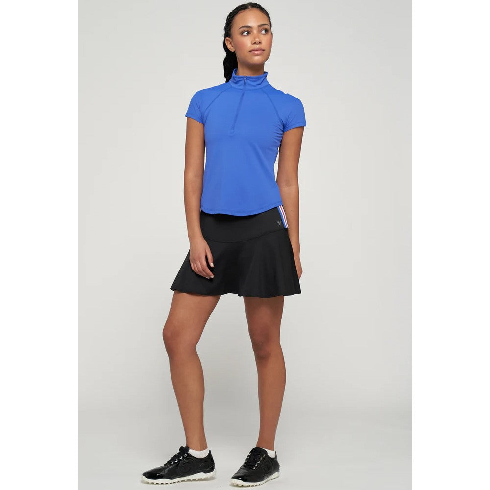 Lija Women's Hot Shot Sly Mock Zip Top - Royal Blue Workout Shirt for Yoga, Running & Gym | Breathable & Stylish Athletic Wear