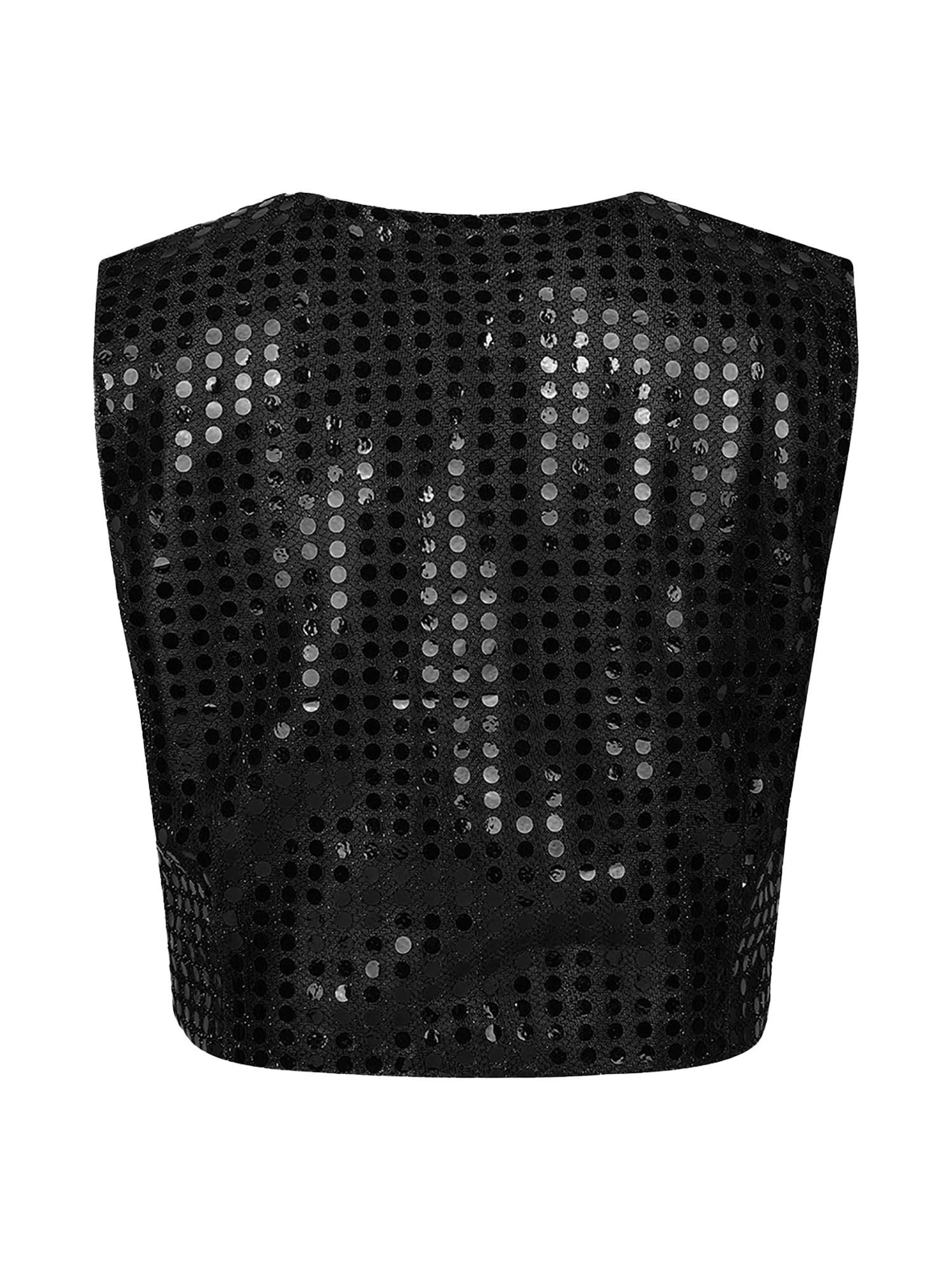 Kids Boys Girls Sequined Vest - Sparkling Hip-Hop Dance Costume for Street Performance | Waistcoat Crop Top for Dance Shows & Parties