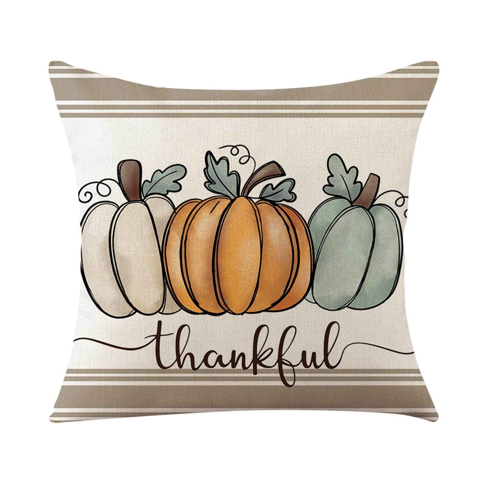 Thanksgiving Pumpkin Sunflower Linen Pillow Cover 18x18 Inch - Soft Flax Cushion Case for Sofa, Couch, Bedroom Decor - Home Decorative Throw Pillow (Set of 2) - Perfect for Fall, Autumn, and Holiday Season Home Styling