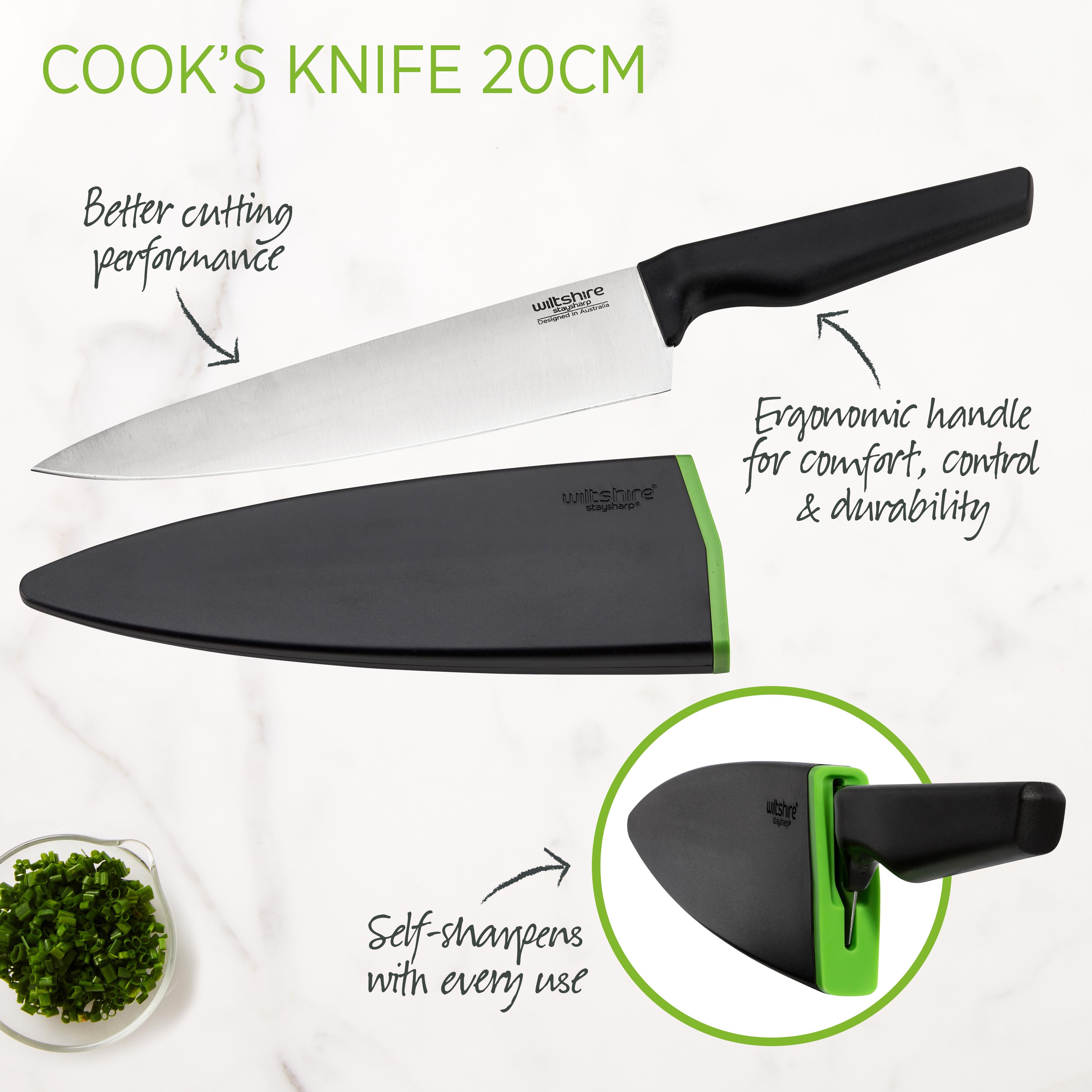 Staysharp 8-Inch Chef's Knife - Premium German Stainless Steel Kitchen Knife for Professional Chefs & Home Cooking - Perfect for Chopping, Slicing & Dicing Vegetables, Meat & Herbs