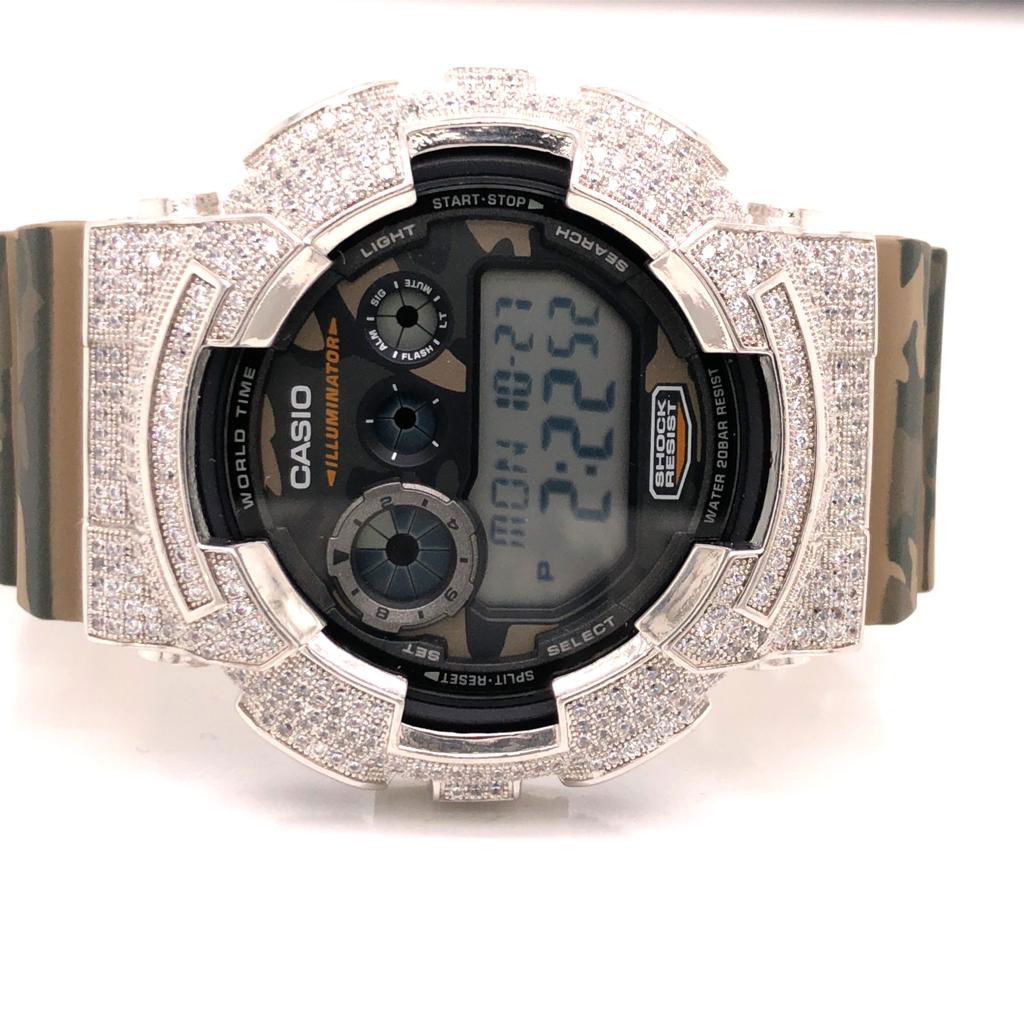 G Shock GD120CM-5 Camouflage Digital Watch with Iced Bezel & White Finish - Perfect for Outdoor Adventures, Military Use, and Sports Activities