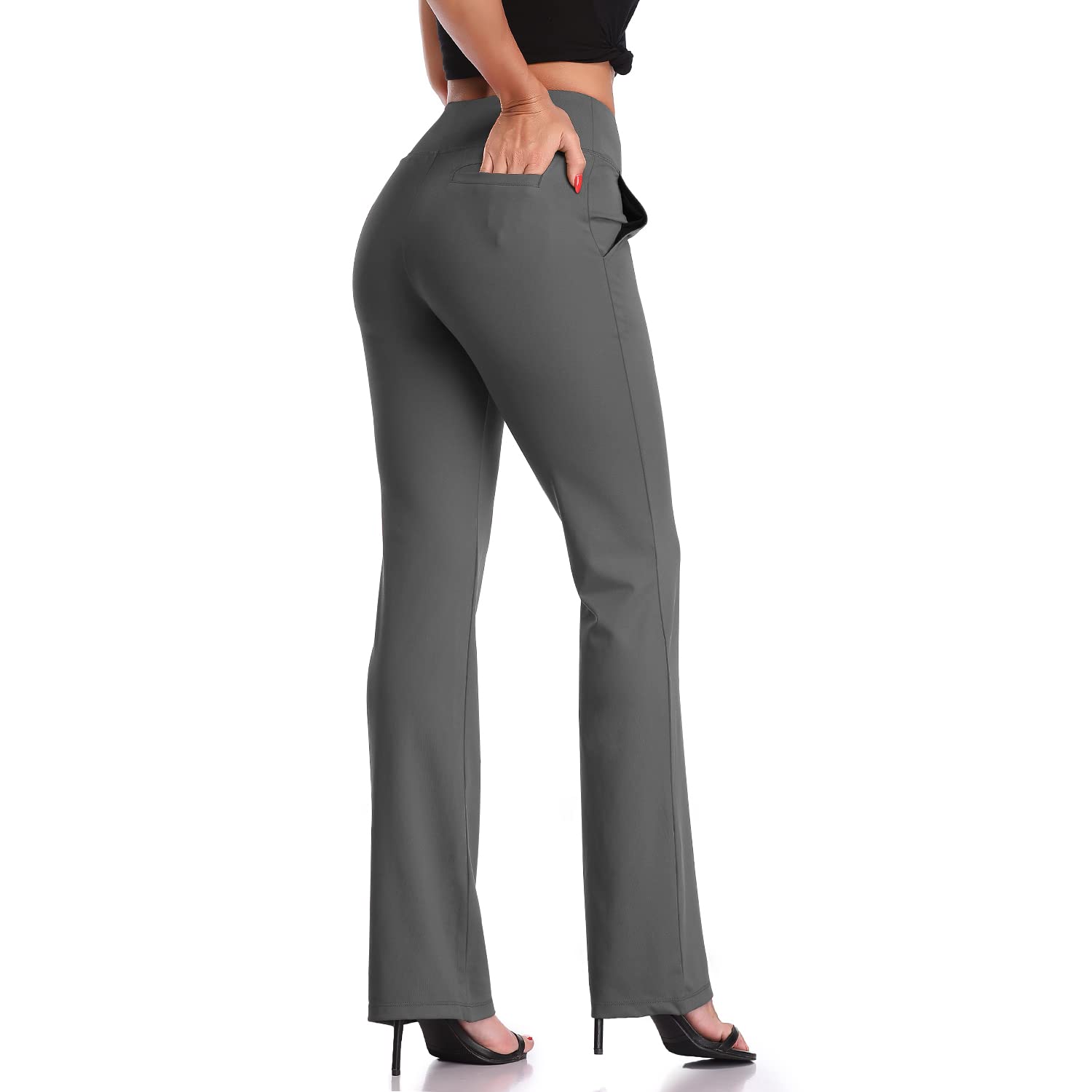 DAYOUNG Women's High Waist Bootcut Yoga Pants - Tummy Control Workout Leggings with 4-Way Stretch for Gym, Running & Everyday Wear