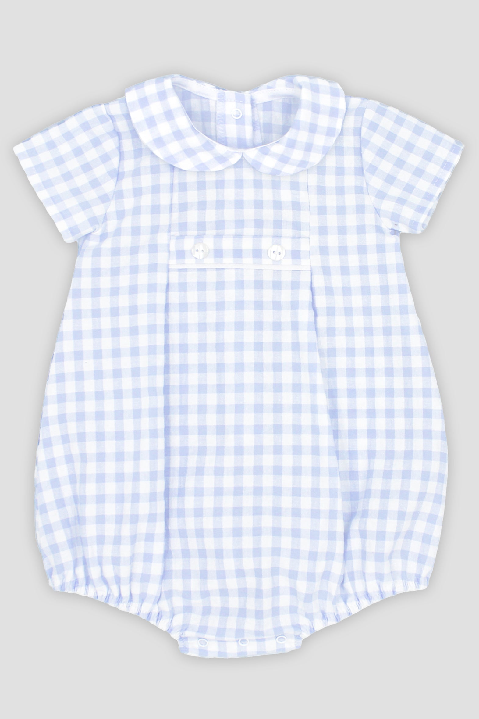 Adorable Baby Blue Gingham Romper for Boys & Girls | Soft Cotton Jumpsuit for Newborns & Toddlers | Perfect for Summer Outings, Photo Shoots & Playdates