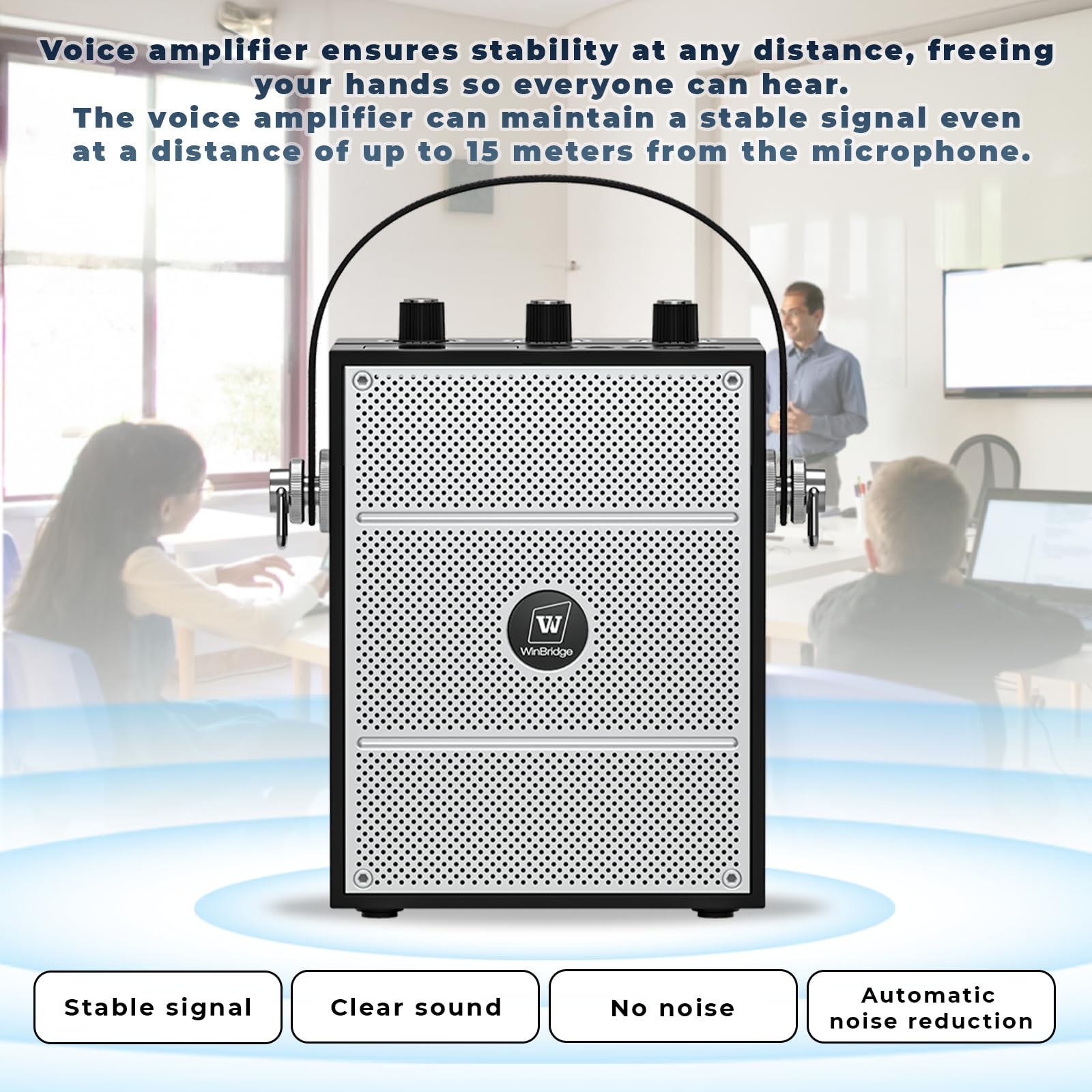 Bluetooth 5.3 Voice Amplifier with Wireless Microphone Headset - 40W Portable Megaphone PA System for Teachers, Classrooms, Speeches & Outdoor Events | Ideal for Lectures, Presentations, and Public Speaking