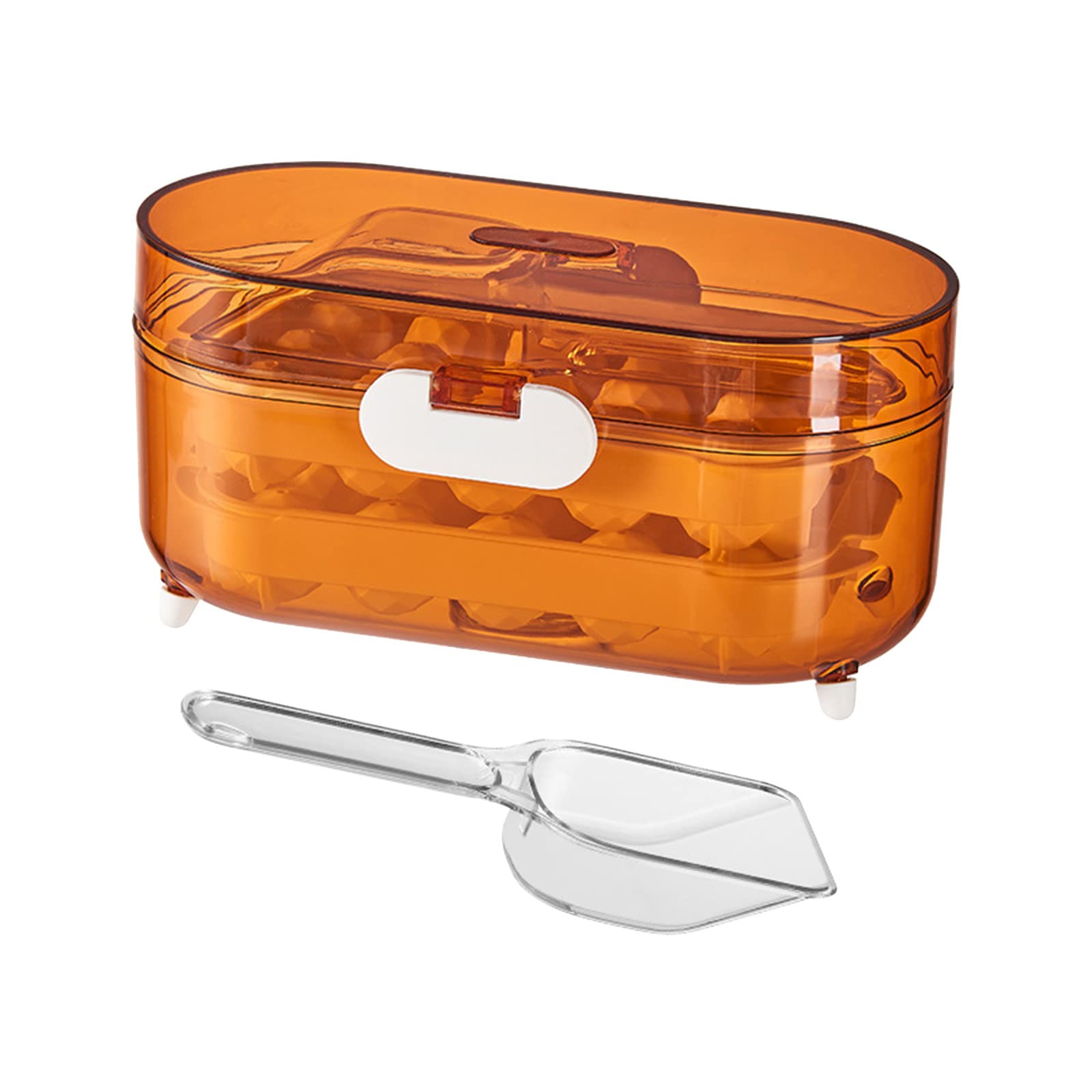 Amikadom #56Ch0A Large Ice Cube Tray with Lid - Quick Freeze Ice Maker Mold for Refrigerator, BPA-Free Plastic Ice Storage Container - Perfect for Cocktails, Iced Coffee & Party Drinks