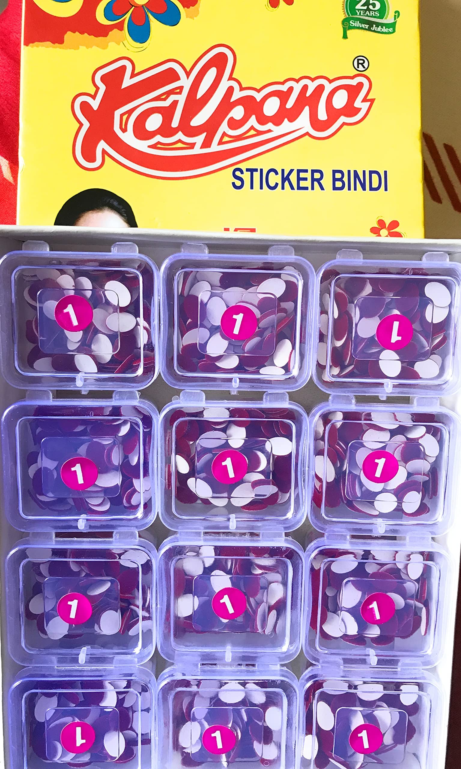 Kalpana Bindi Deep Red Oval Sticker Kumkum - Pack of 12 | Traditional Indian Forehead Sticker for Women | Perfect for Festivals, Weddings & Cultural Events