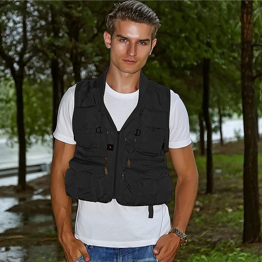 SHOOYING Men's & Women's Multi-Pocket Fishing Vest - Lightweight Outdoor Photography & Travel Vest for Hiking, Camping, and Adventure Activities