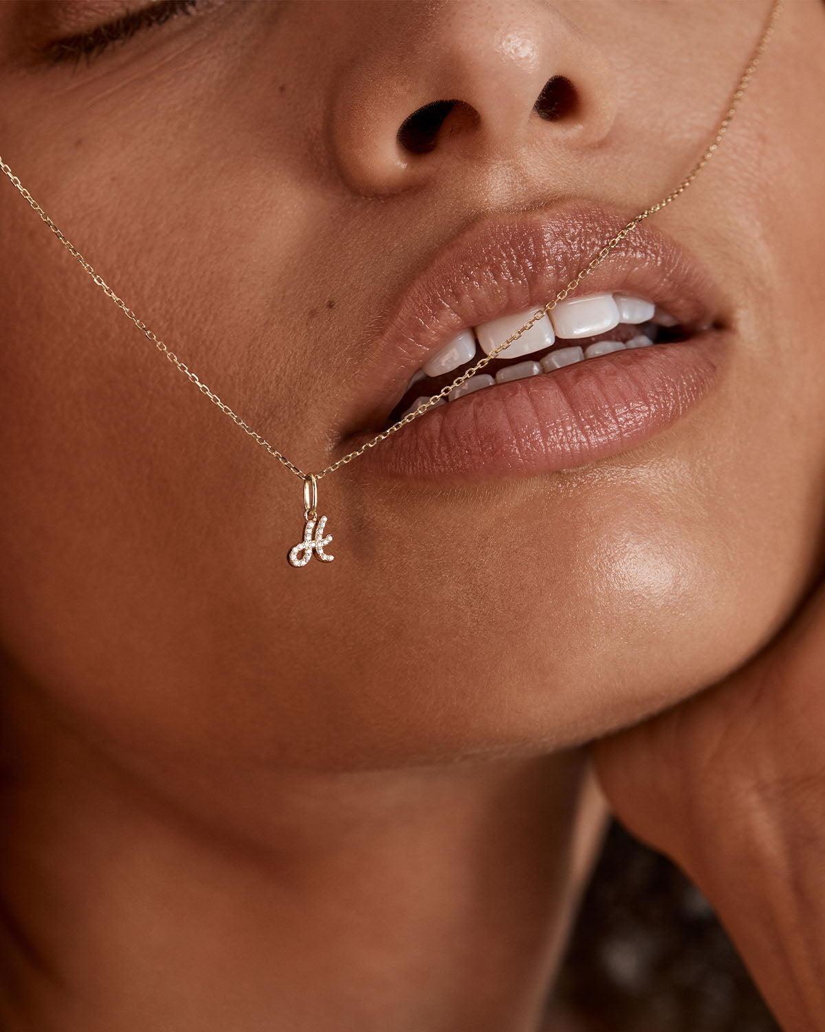 14K Solid Gold Forever Love Diamond Letter Necklace Pendant - Personalized Initial Jewelry Gift for Women, Perfect for Valentine's Day, Anniversary & Special Occasions