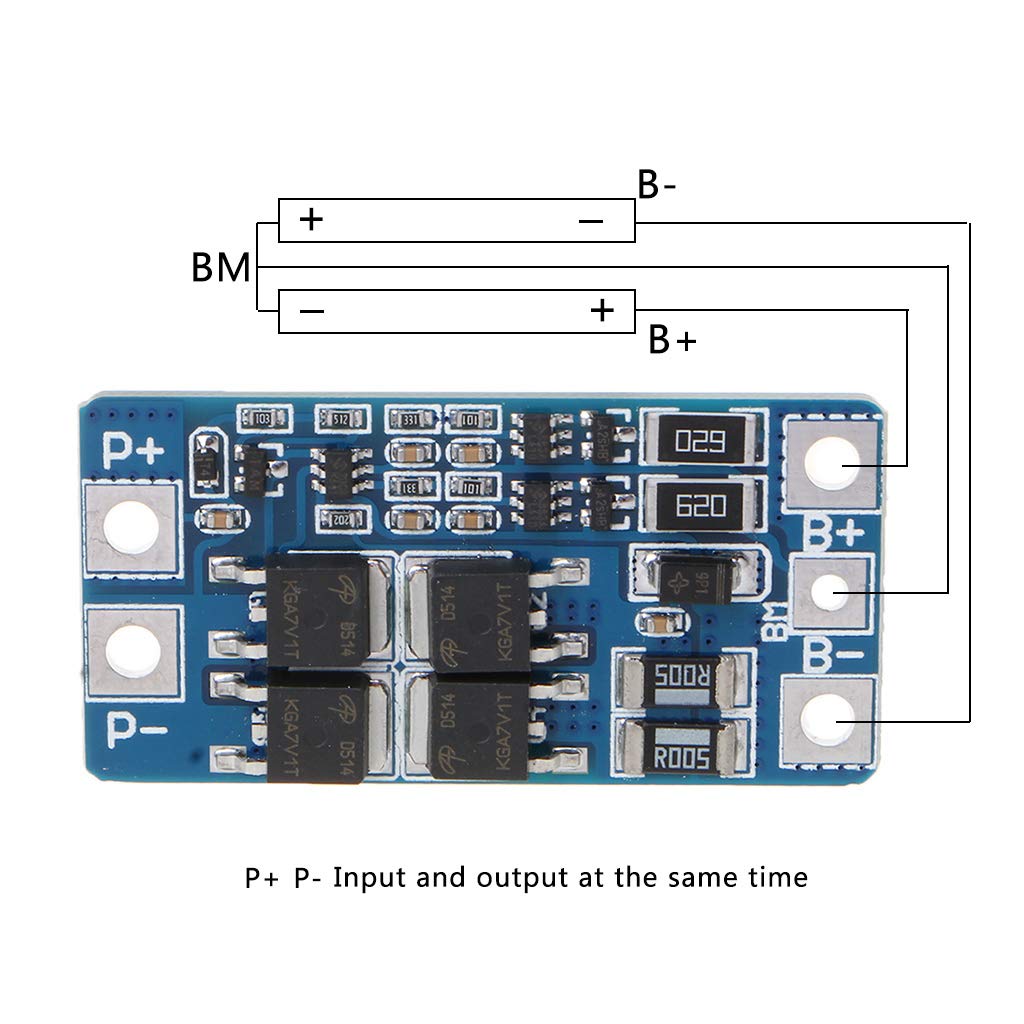 2S 10A 7.4V 18650 Lithium Battery Charger with Protection Board PCM Module - Balanced Charging for 5V PCB Power Module - Ideal for DIY Electronics, RC Drones, and Power Tool Battery Packs