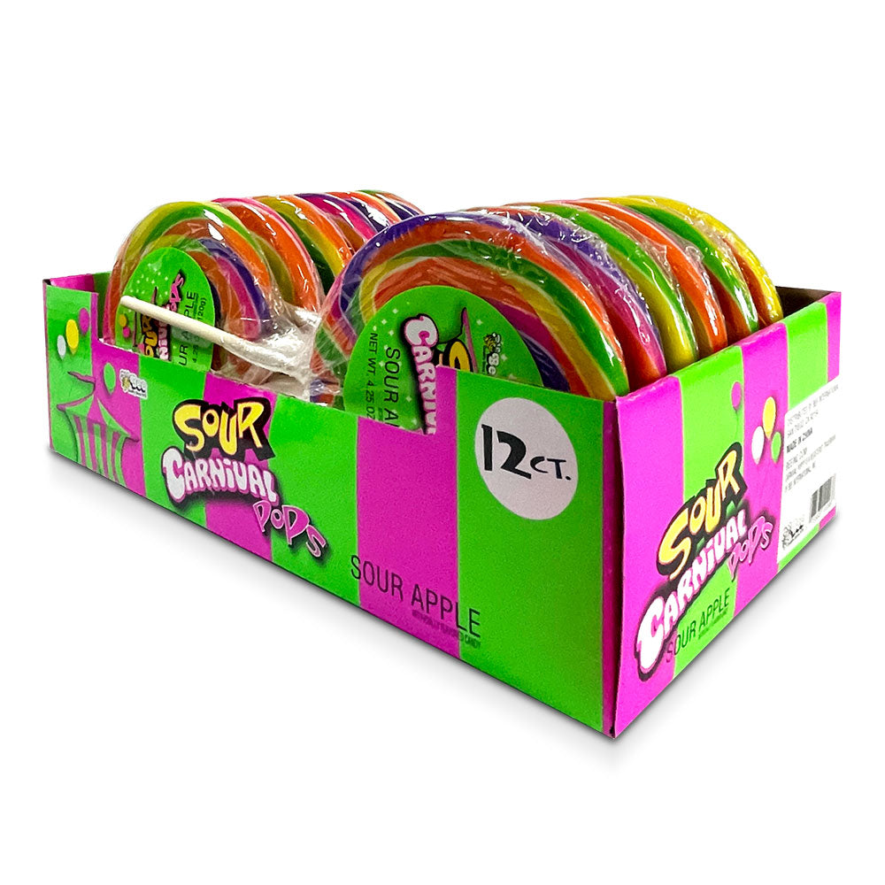Bee Carnival Sour Pop Candy - 12 Count Box | Tangy & Sweet Treats for Parties, Halloween & Movie Nights