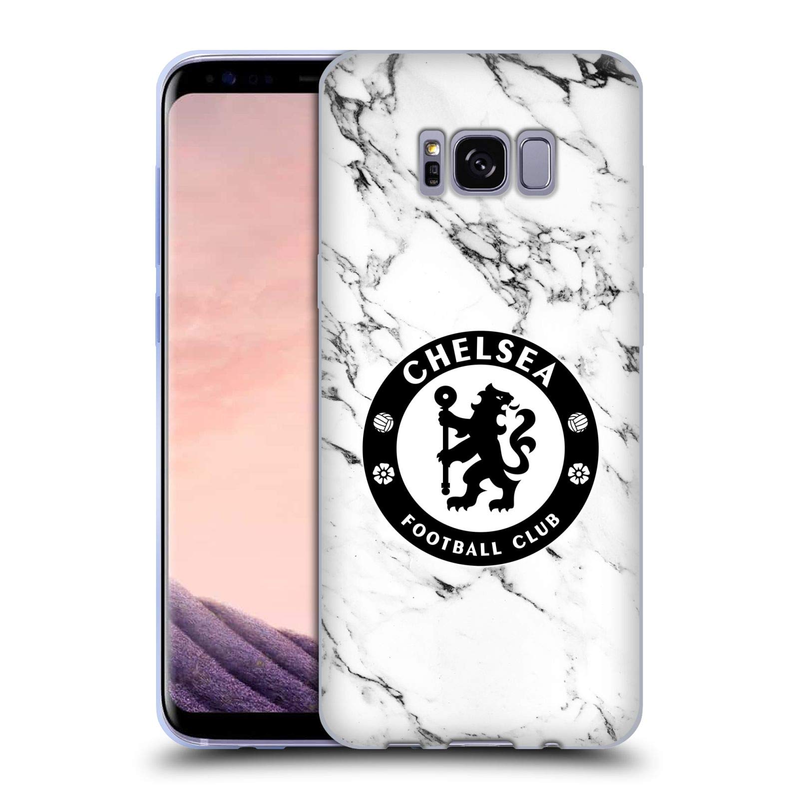 Official Chelsea FC White Marble Crest Soft Gel Case for Samsung Galaxy S8 | Durable & Stylish Phone Cover for Fans & Daily Use
