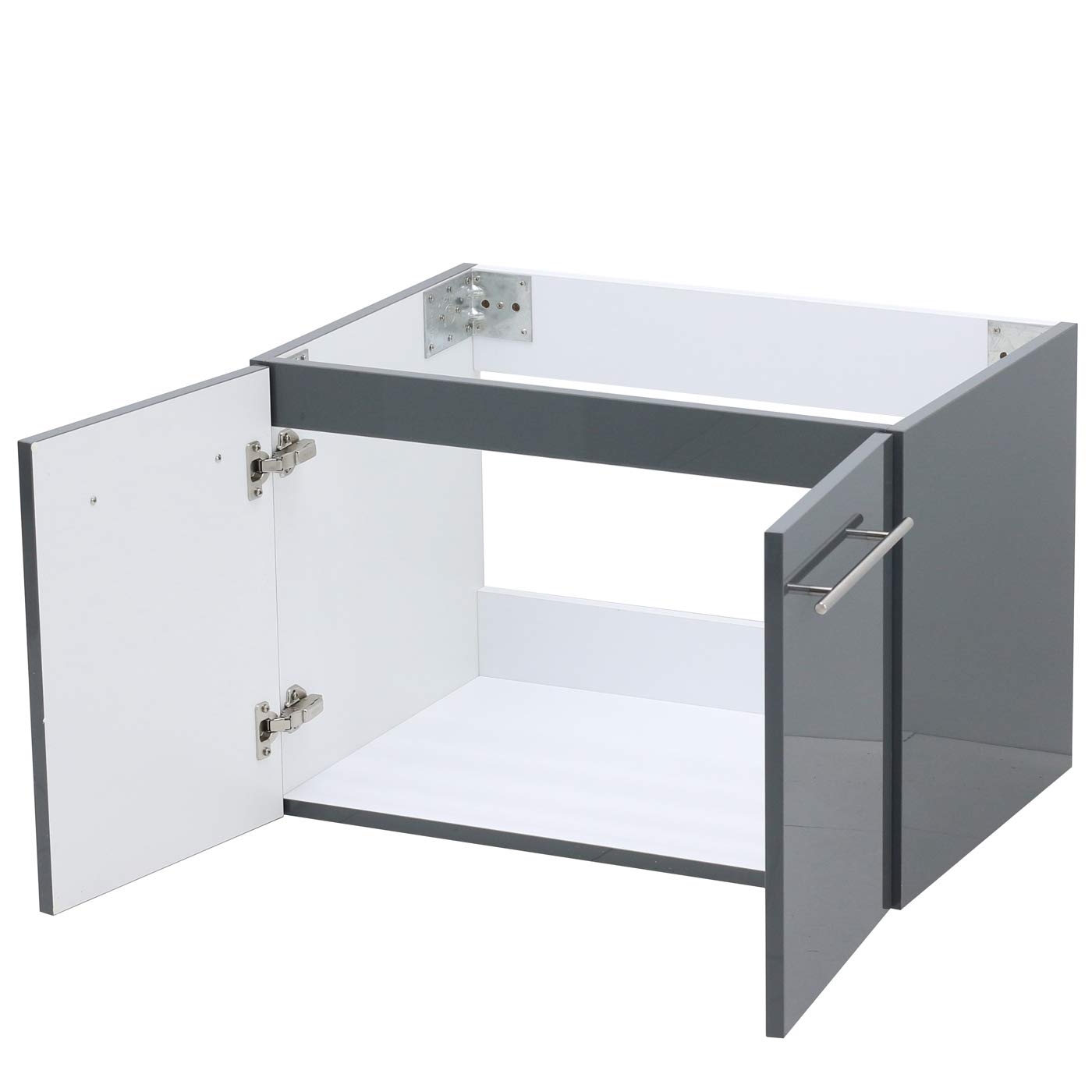 Wall Mount Floating Vanity Sink Set - Dark Grey Bathroom Vanity with White Countertop for Modern Homes